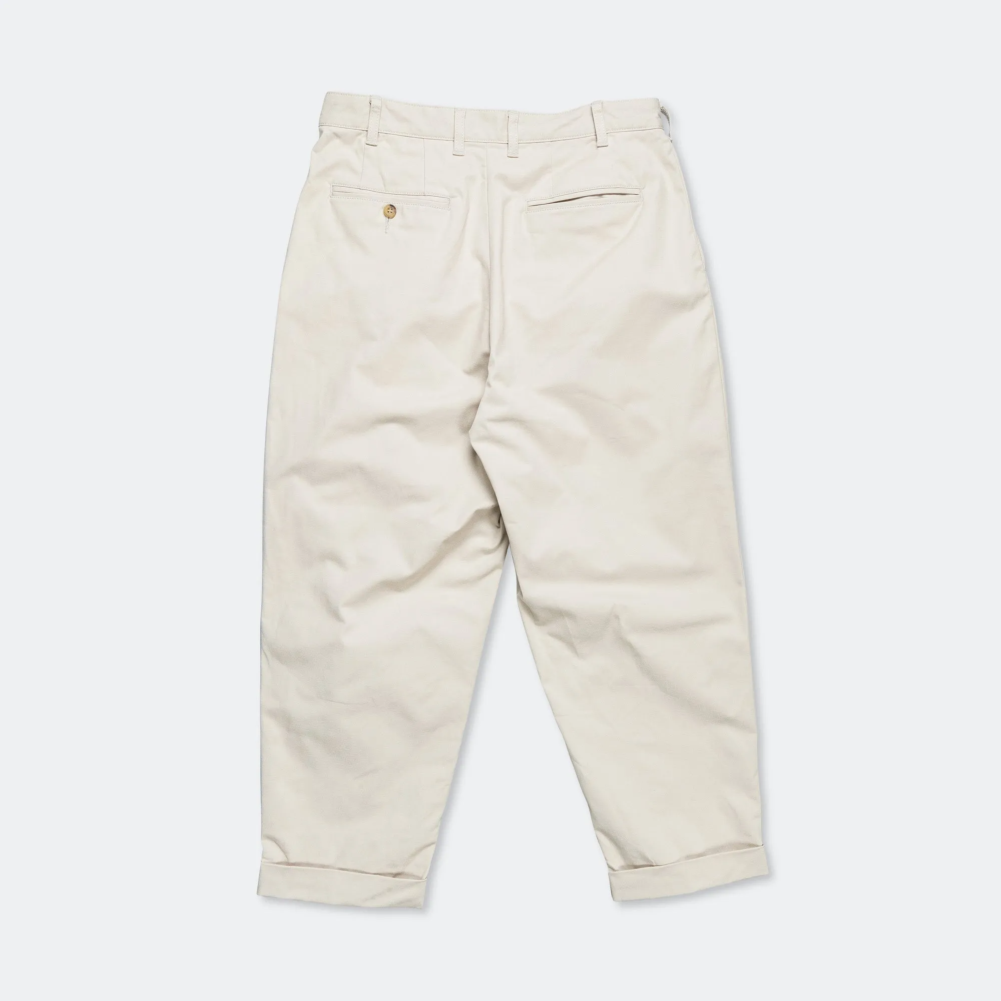 Beams Clothing 2 Pleats Trousers Twill - Cement