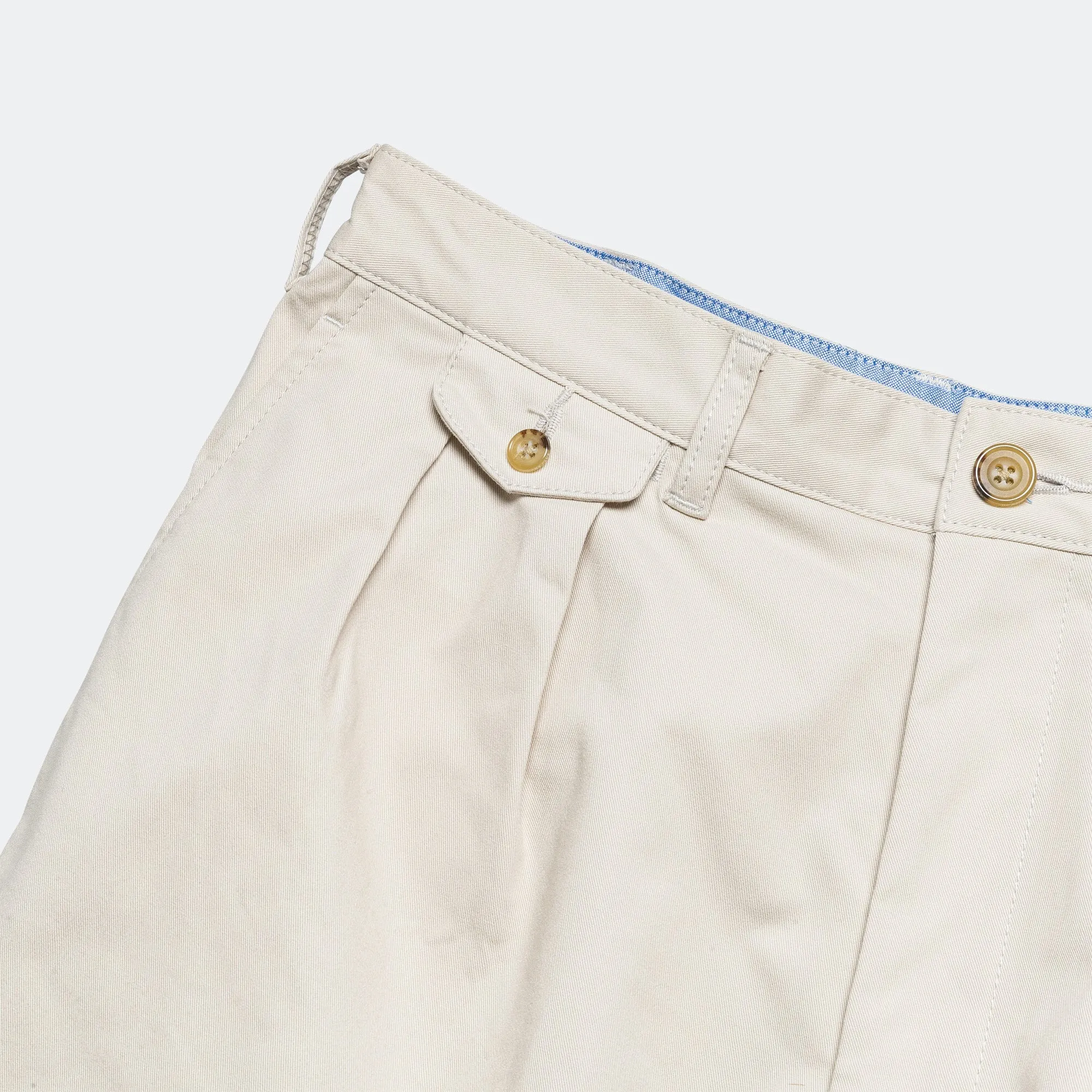 Beams Clothing 2 Pleats Trousers Twill - Cement