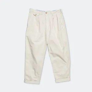 Beams Clothing 2 Pleats Trousers Twill - Cement