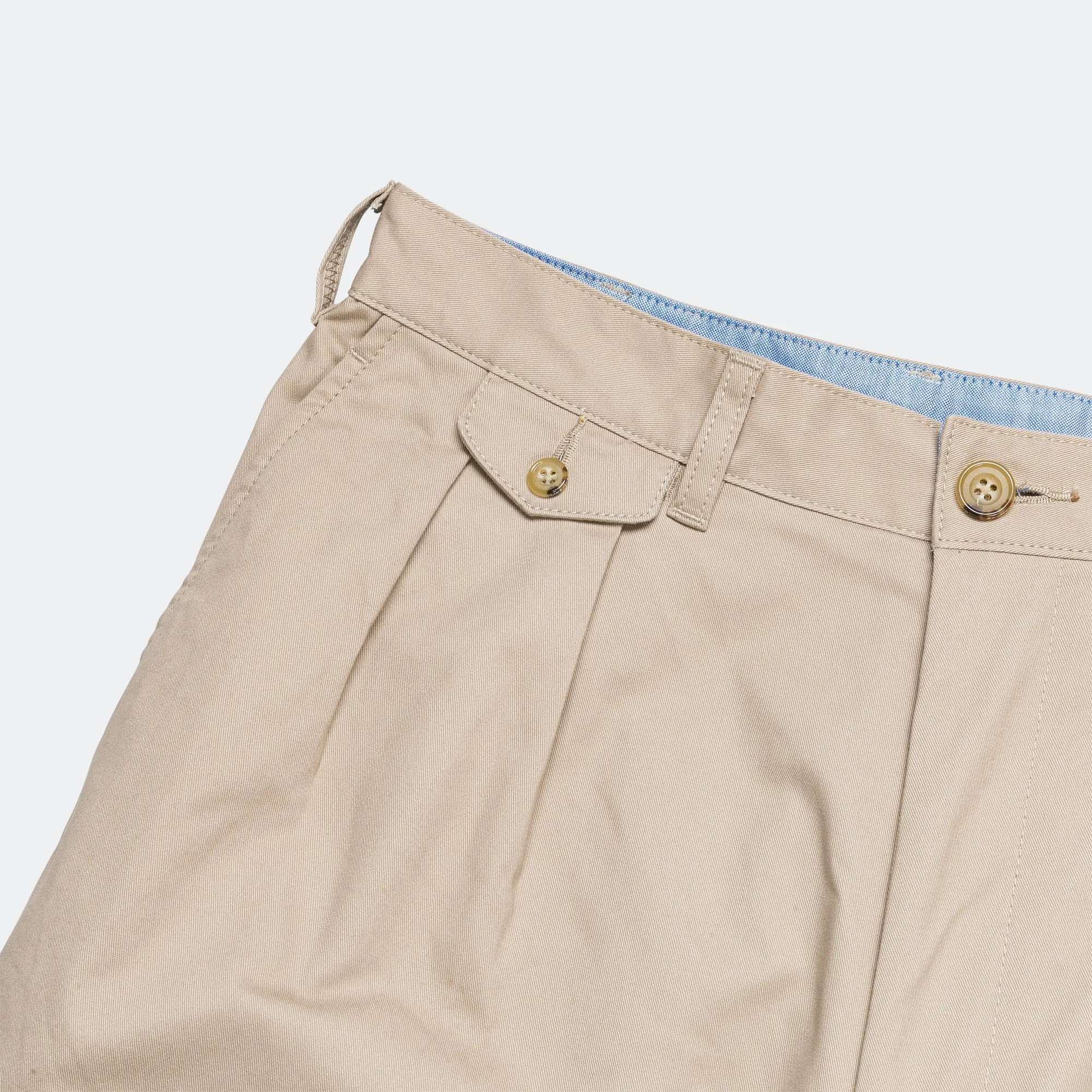 Beams Clothing 2 Pleats Trousers Twill - Khaki