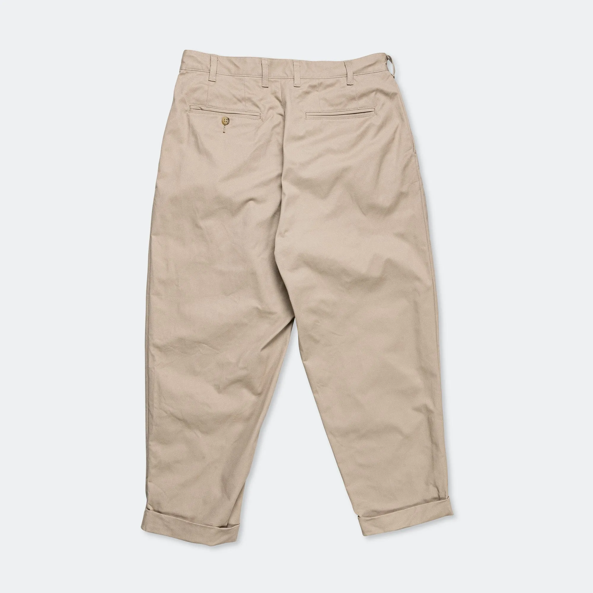 Beams Clothing 2 Pleats Trousers Twill - Khaki