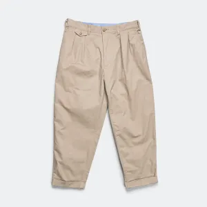 Beams Clothing 2 Pleats Trousers Twill - Khaki