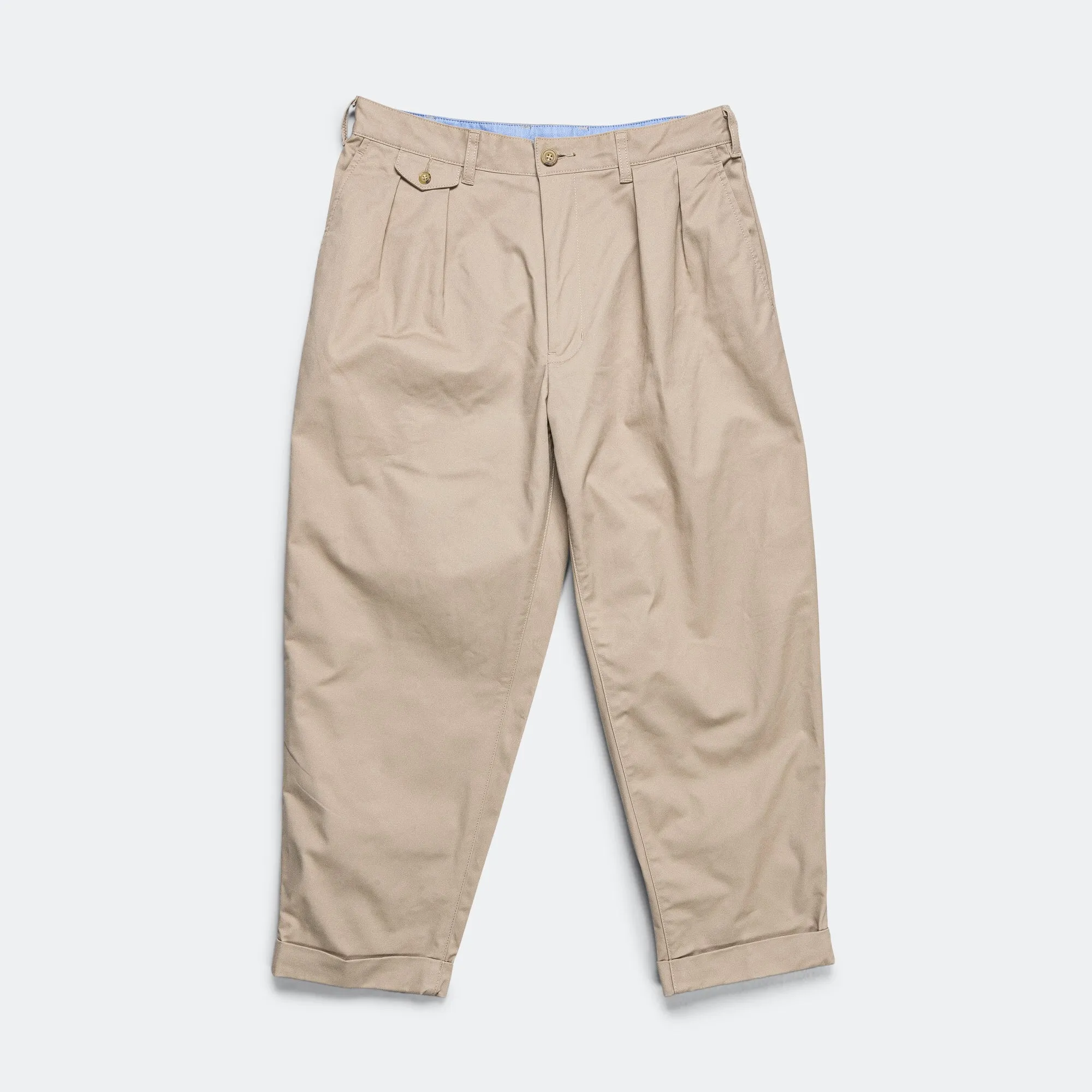 Beams Clothing 2 Pleats Trousers Twill - Khaki