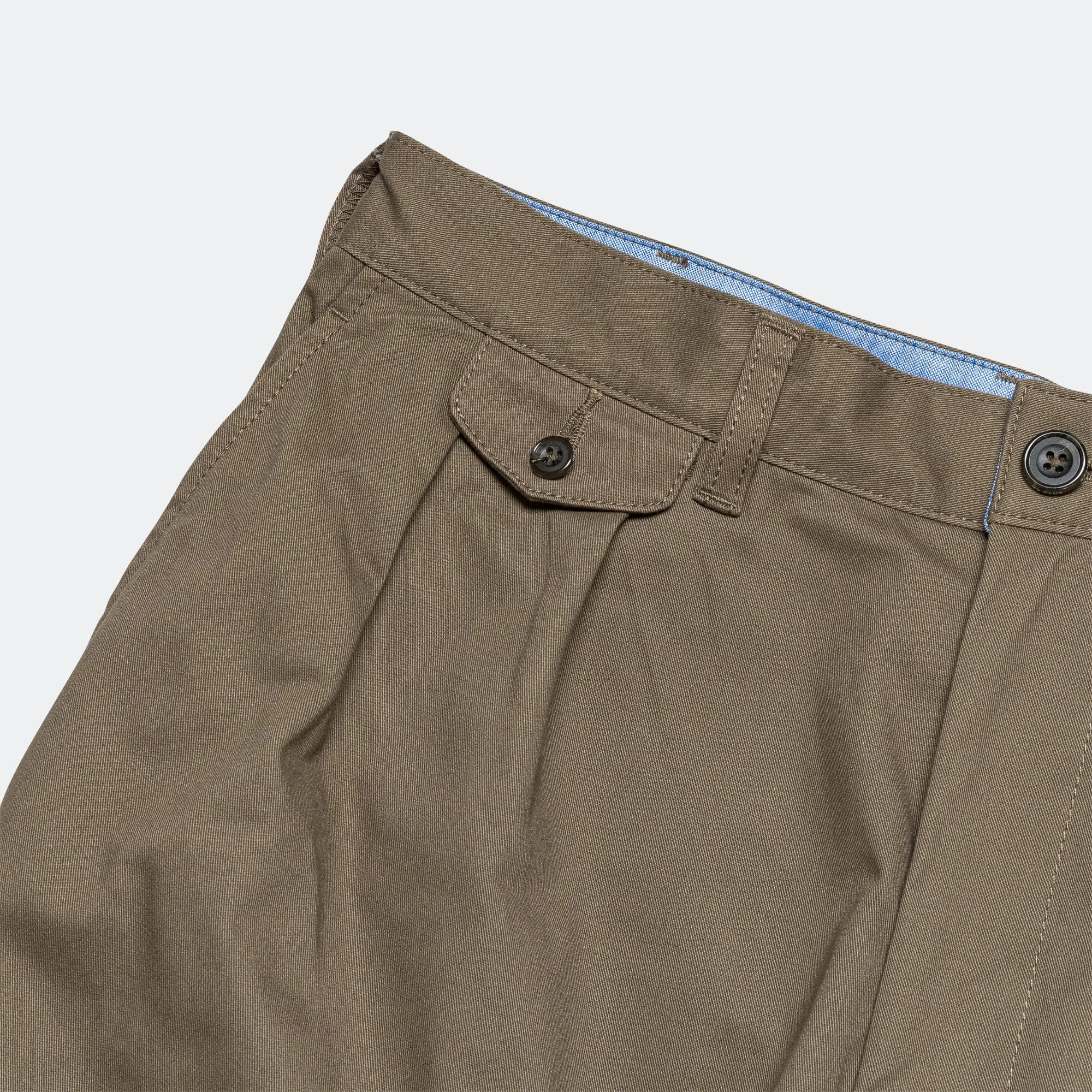 Beams Clothing 2 Pleats Trousers Twill - Olive