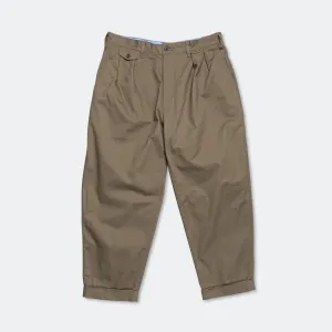 Beams Clothing 2 Pleats Trousers Twill - Olive