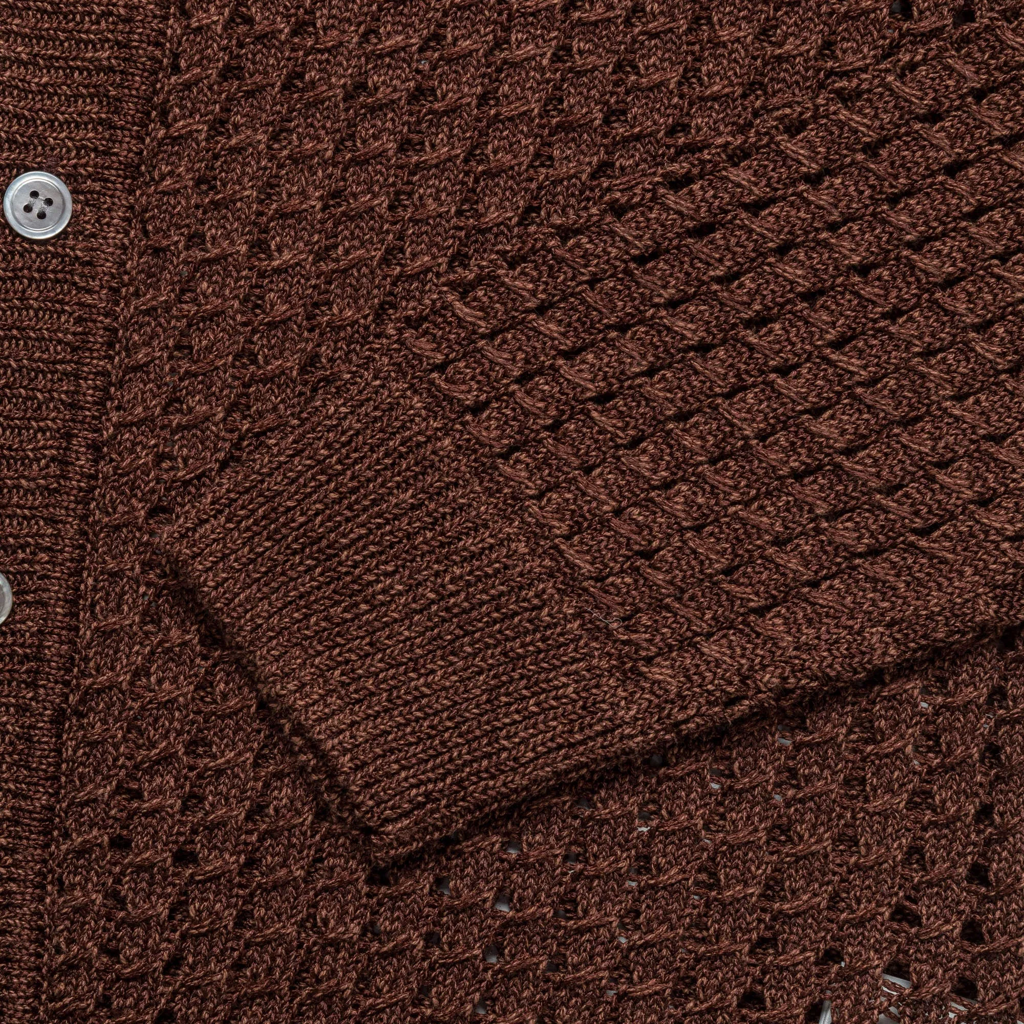 Beams Clothing 5G Bright Mesh Polo Cardigan - Brown
