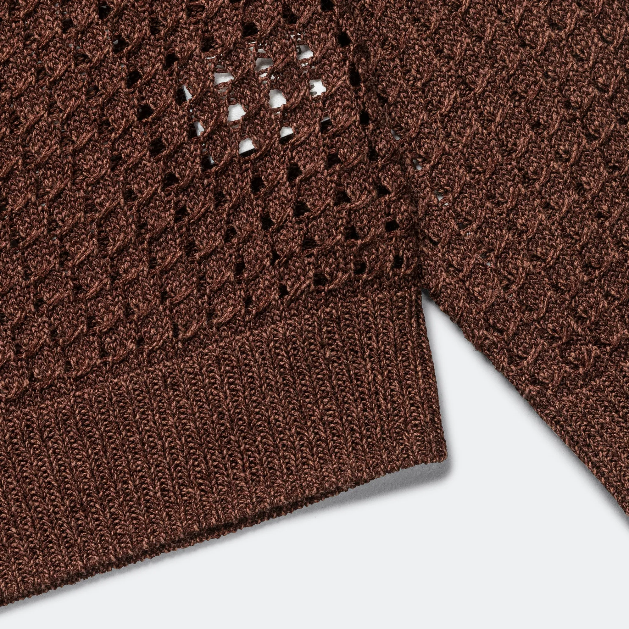 Beams Clothing 5G Bright Mesh Polo Cardigan - Brown