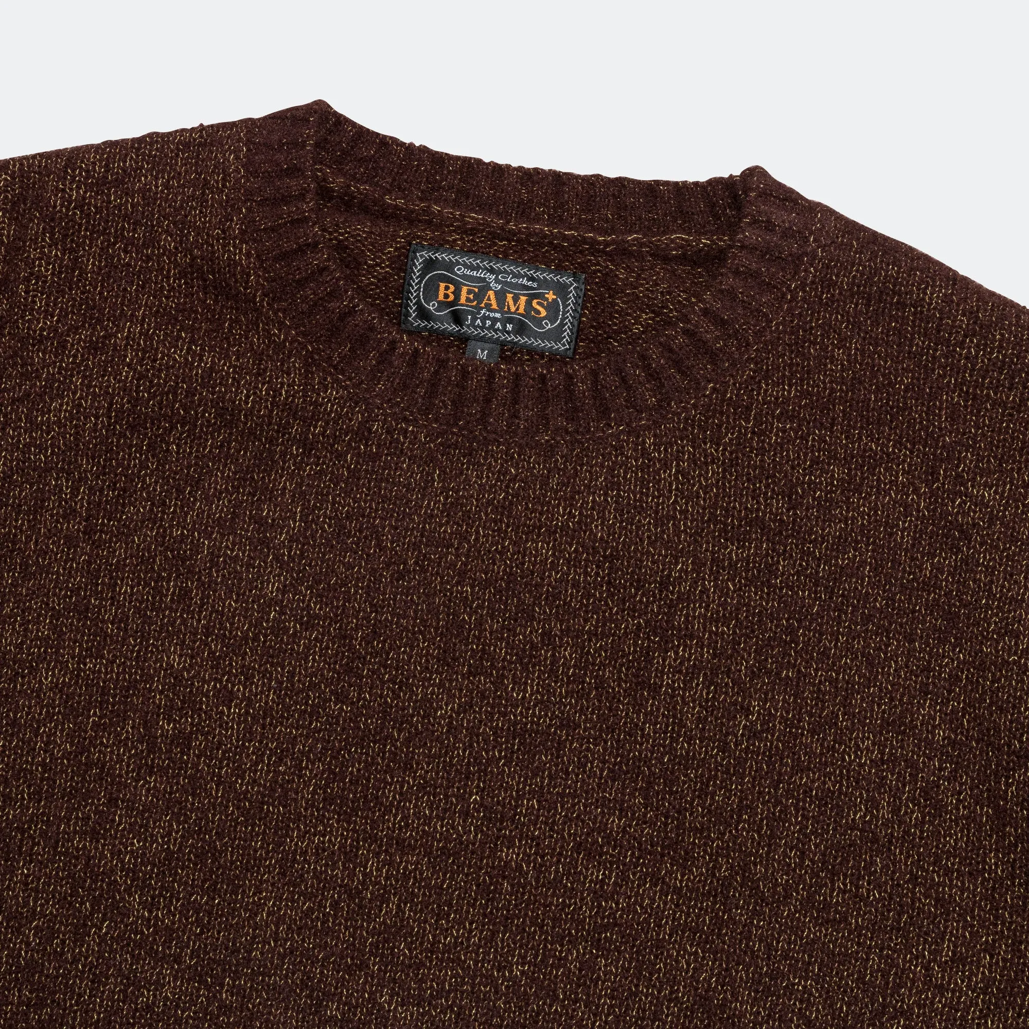 Beams Clothing 7G Cashmere Silk Crew - Brown