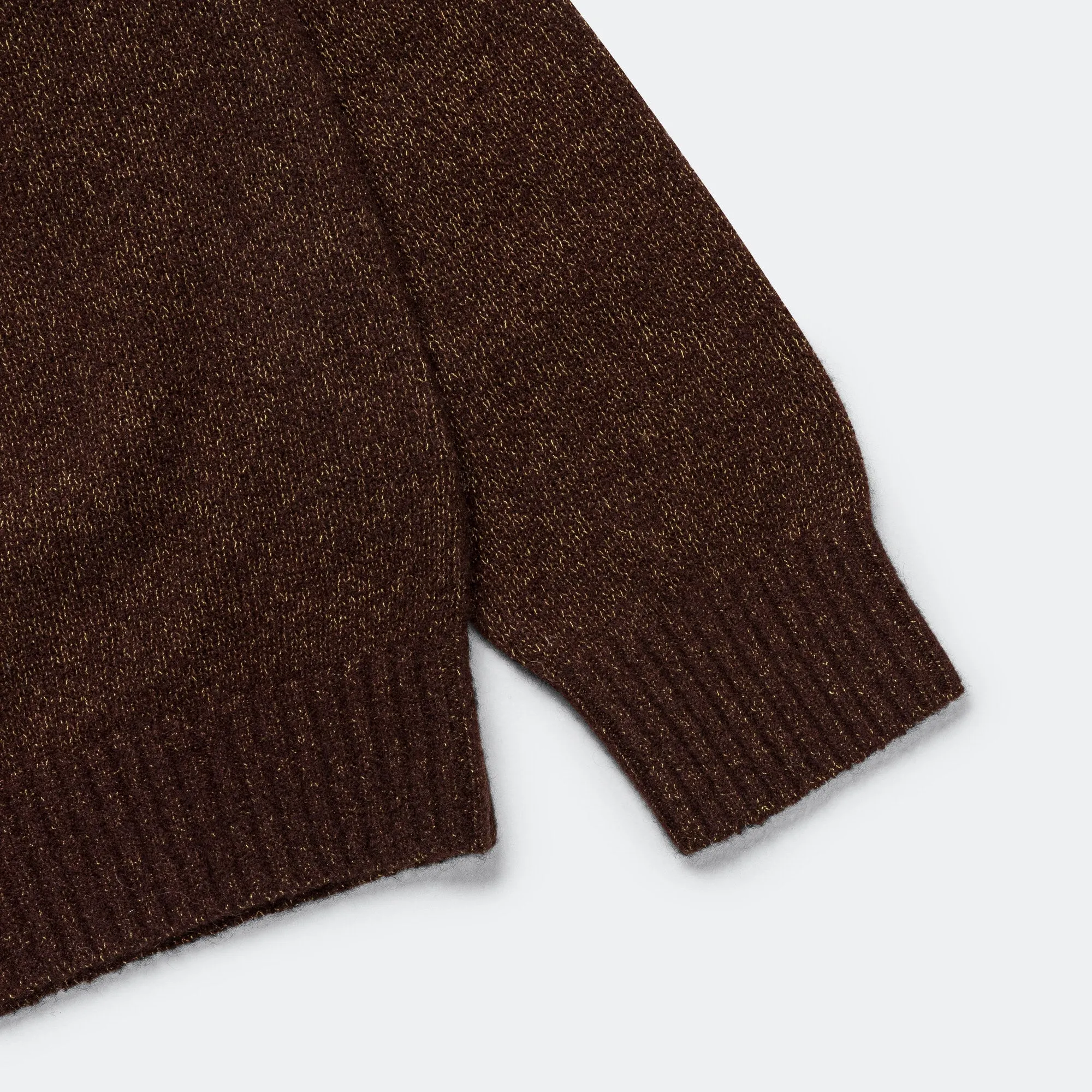 Beams Clothing 7G Cashmere Silk Crew - Brown