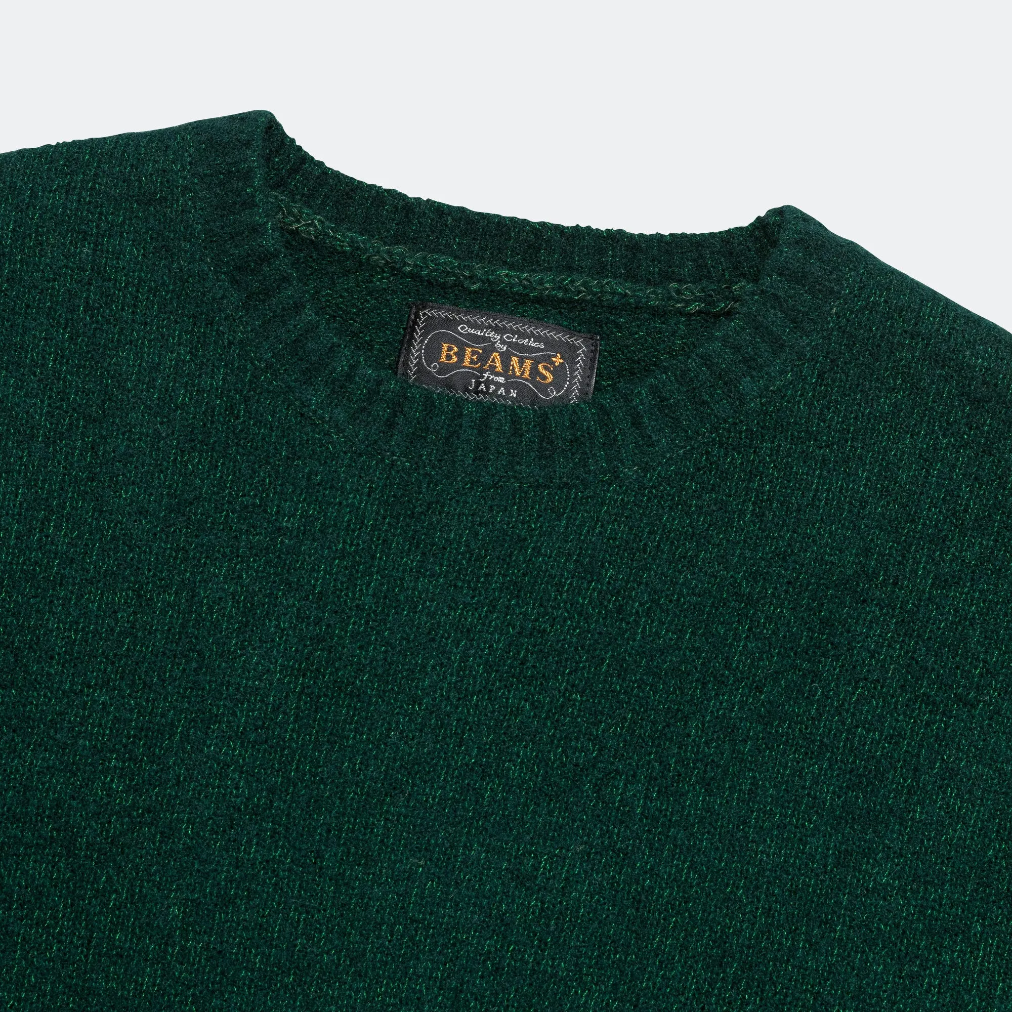 Beams Clothing 7G Cashmere Silk Crew - Green