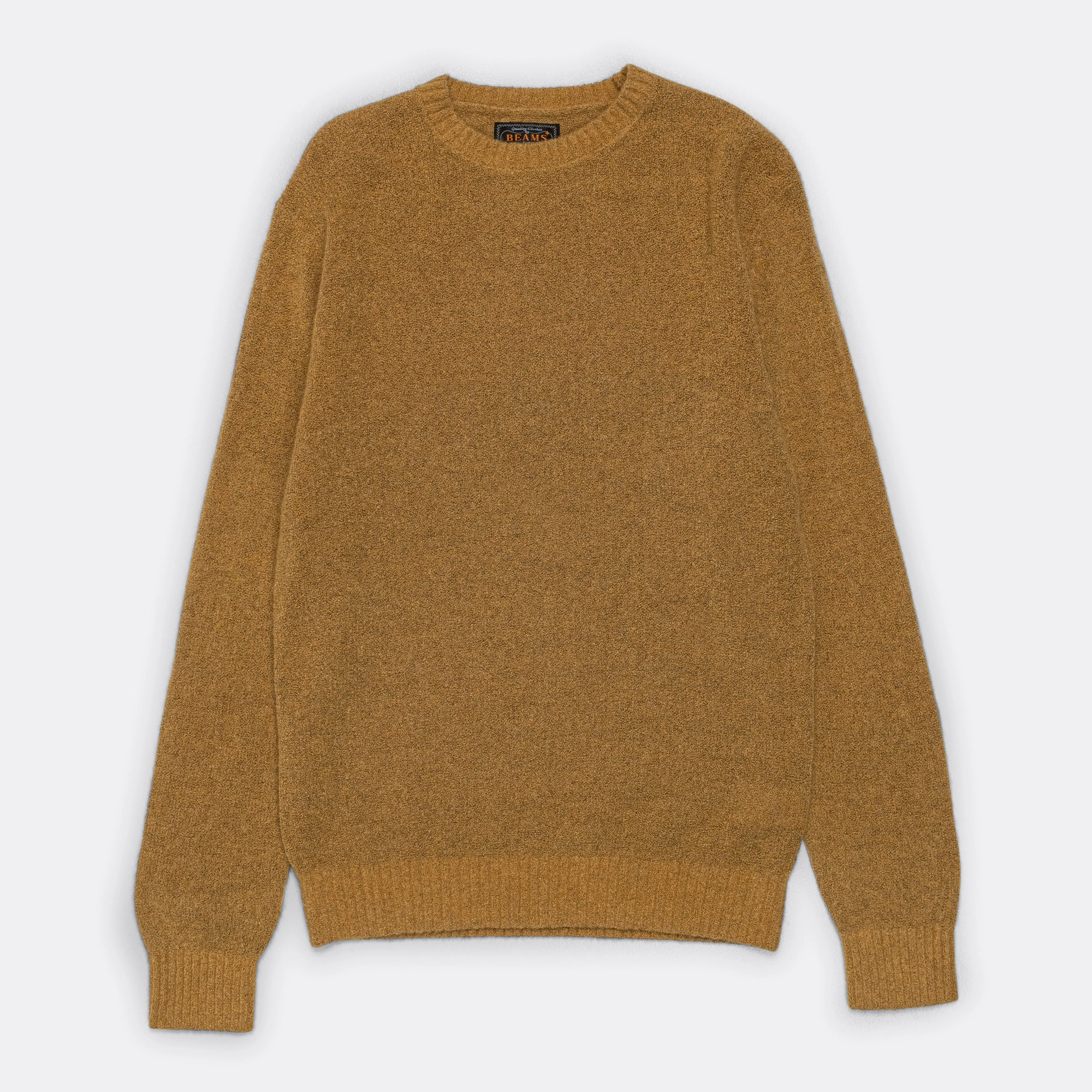 Beams Clothing 7G Cashmere/Silk Crew - Camel