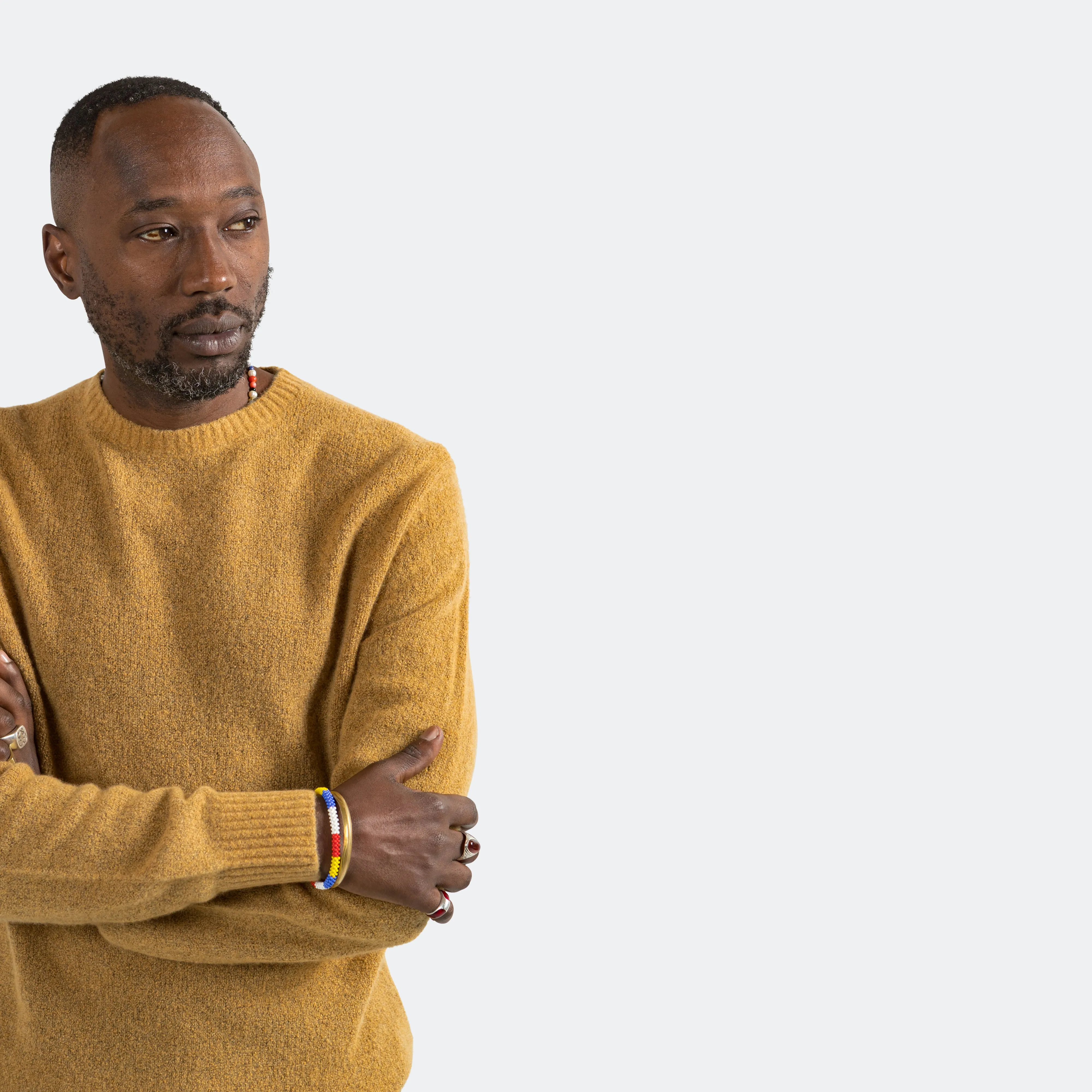 Beams Clothing 7G Cashmere/Silk Crew - Camel