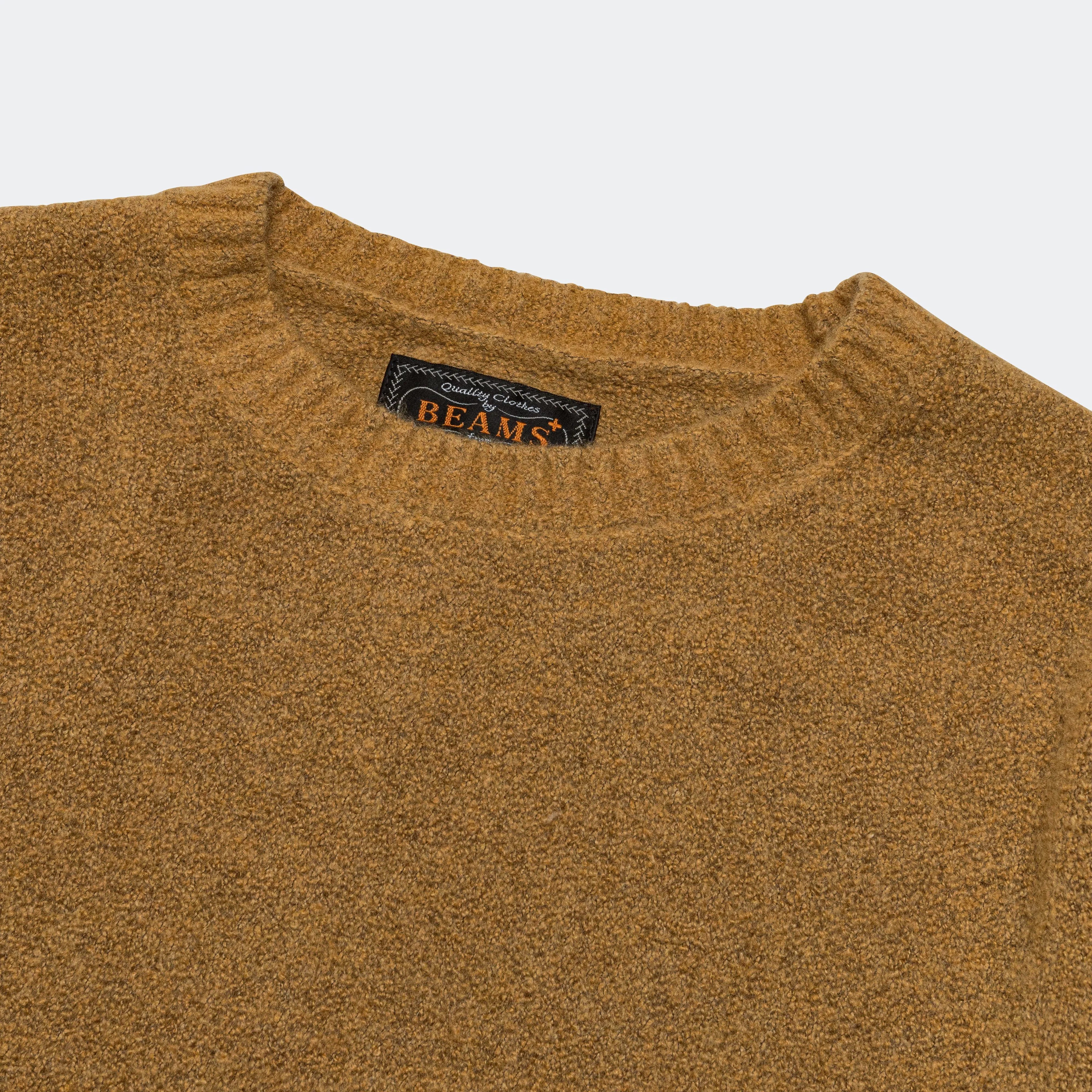 Beams Clothing 7G Cashmere/Silk Crew - Camel