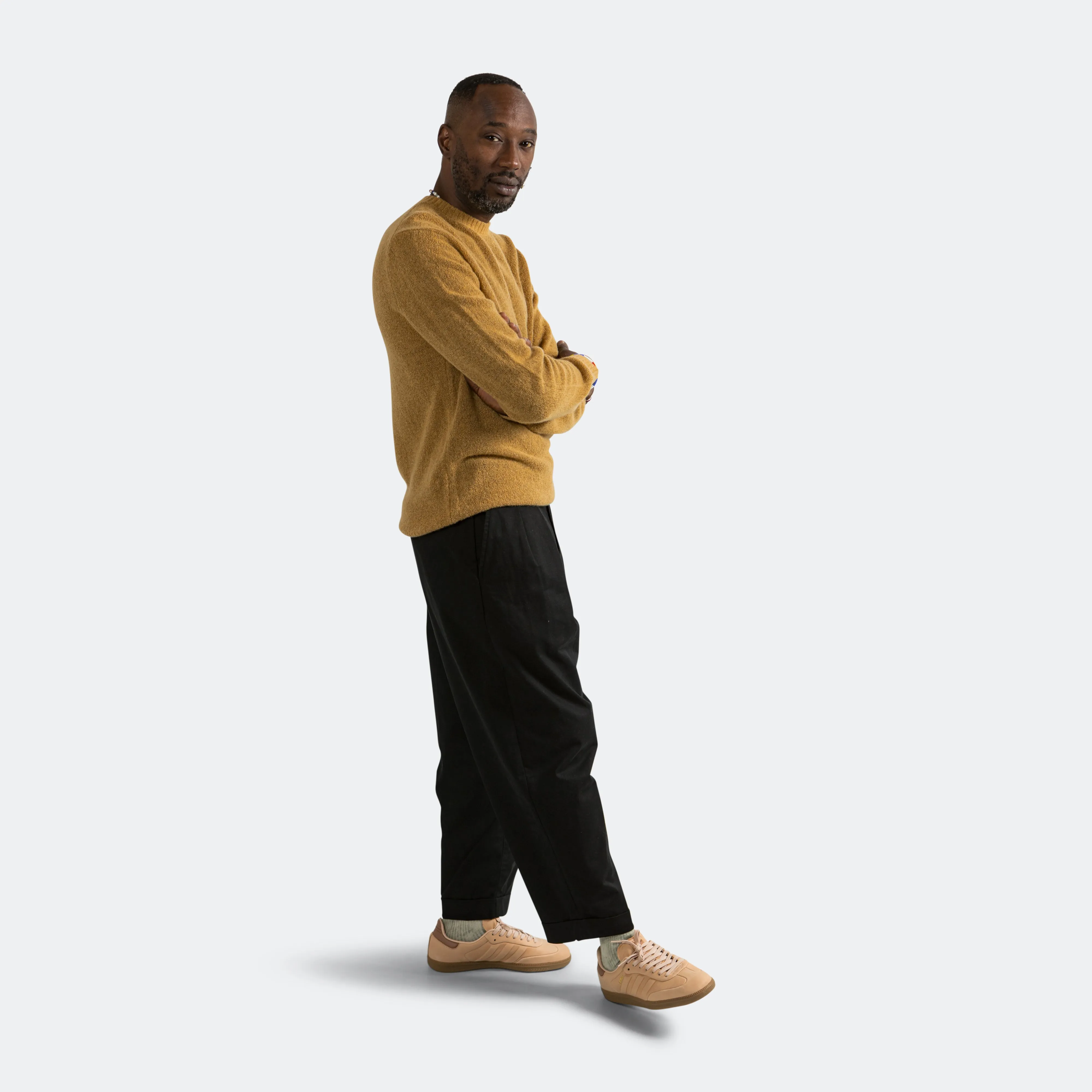 Beams Clothing 7G Cashmere/Silk Crew - Camel