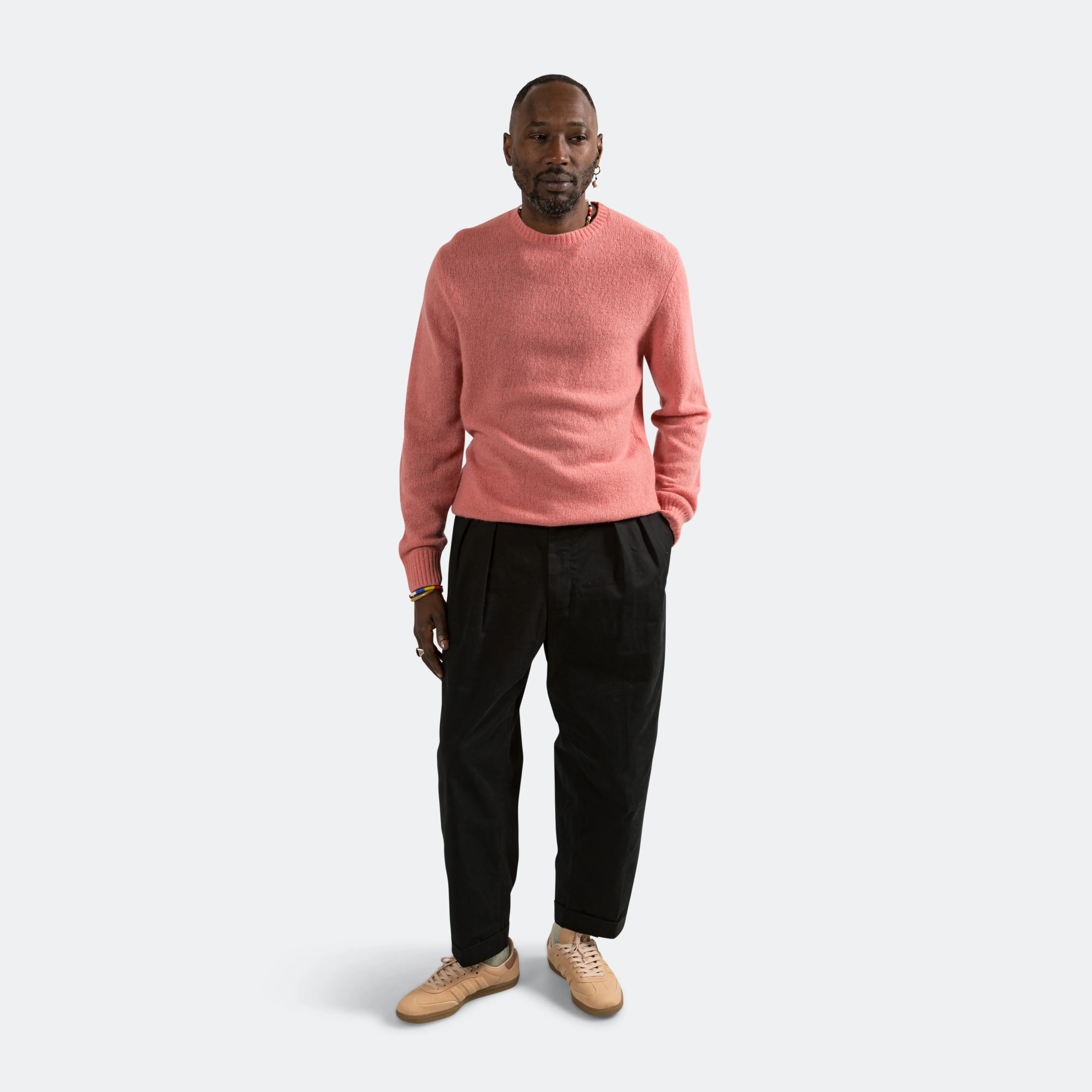 Beams Clothing 7G Cashmere/Silk Crew - Pink