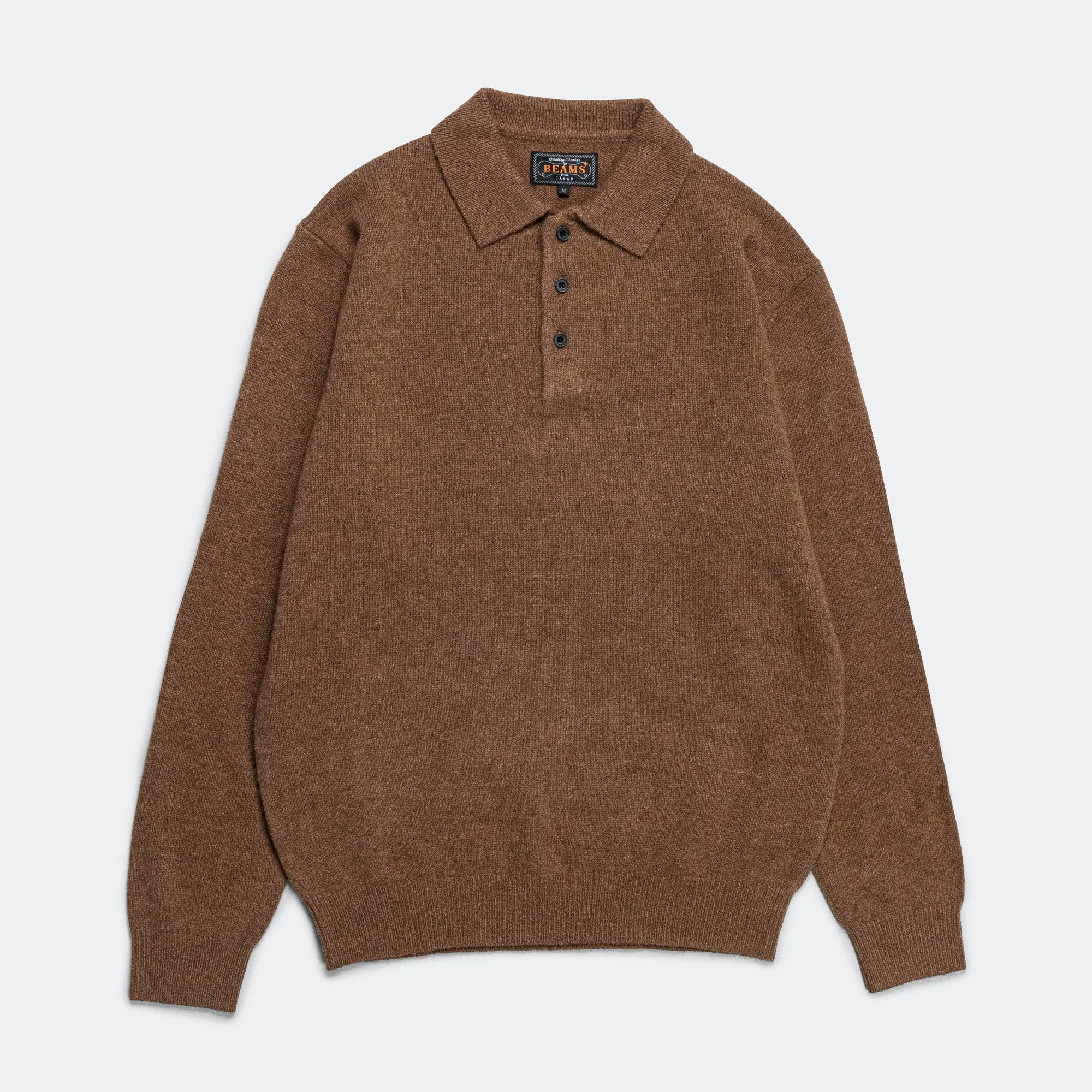 Beams Clothing 9G Knit Polo - Brown