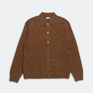 Beams Clothing Alpaca Mix Polo Cardigan - Light Brown