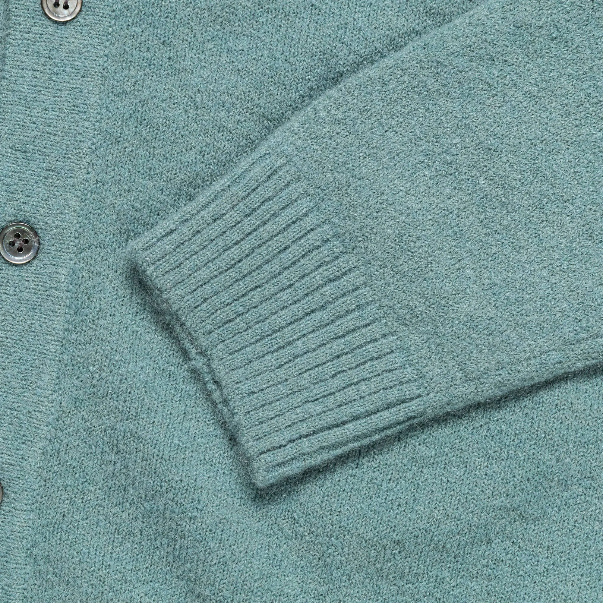 Beams Clothing Alpaca Mix Polo Cardigan - Sax