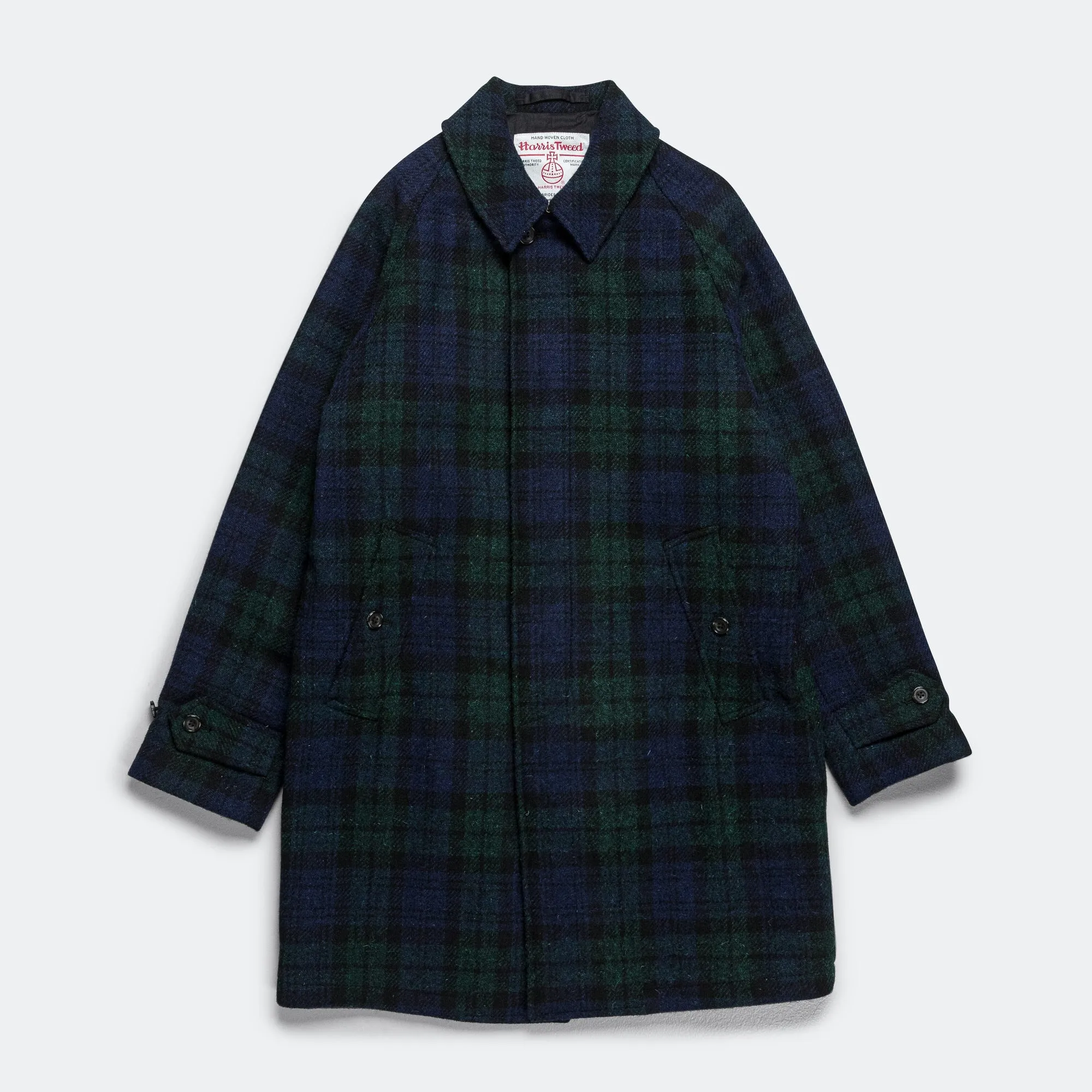 Beams Clothing Bal Collar Coat Harris Tweed - Blackwatch