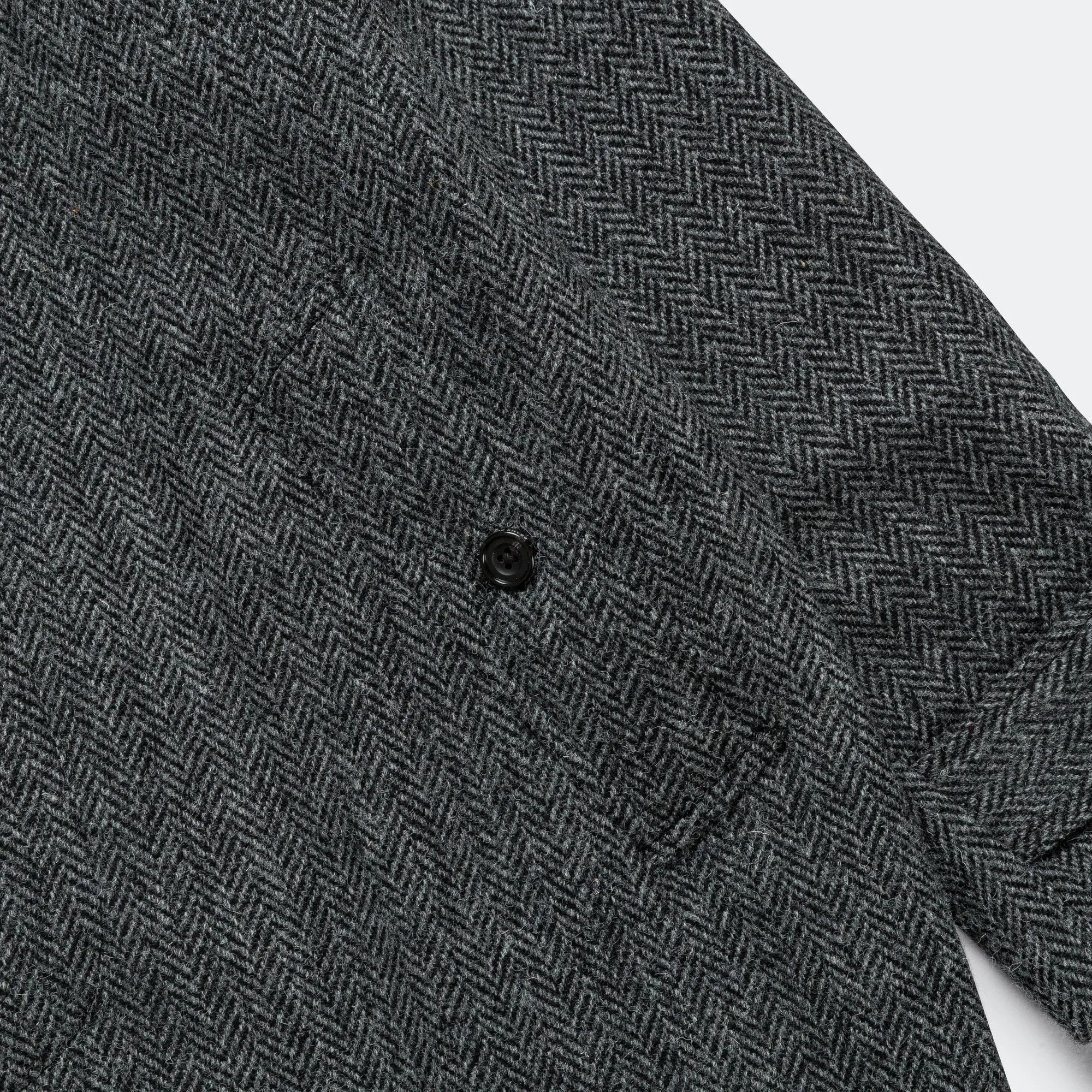 Beams Clothing Bal Collar Coat Harris Tweed - Gray Herringbone