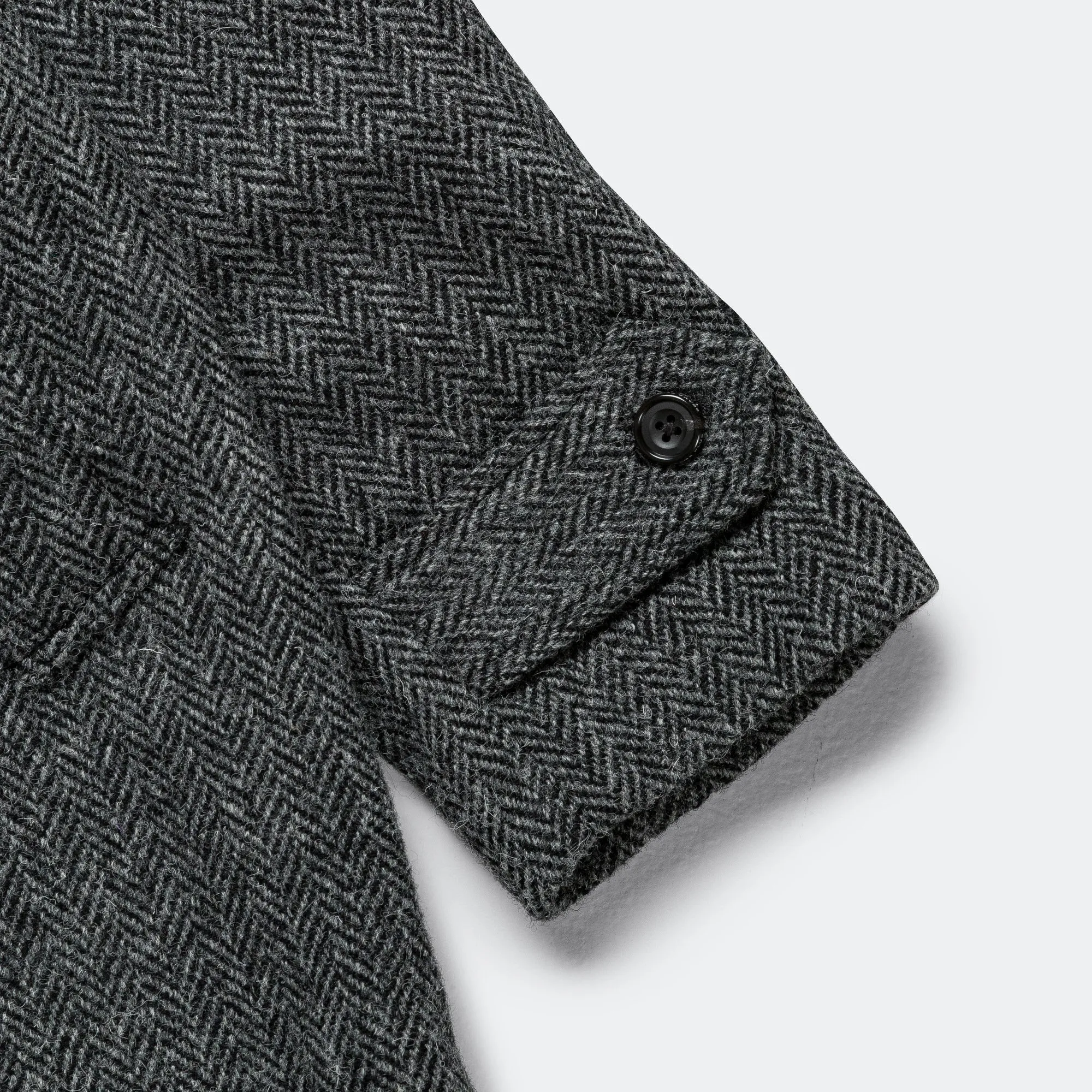 Beams Clothing Bal Collar Coat Harris Tweed - Gray Herringbone
