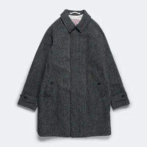 Beams Clothing Bal Collar Coat Harris Tweed - Gray Herringbone