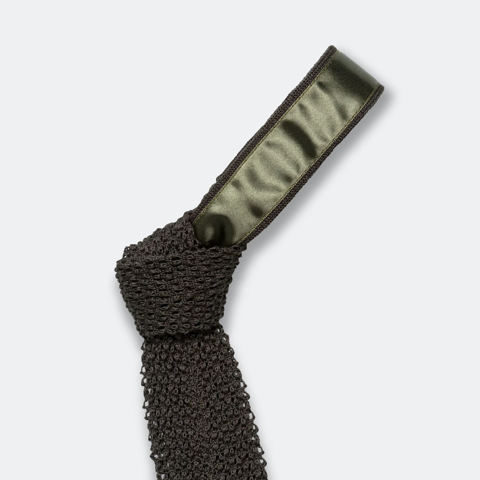 Beams Clothing Cotton Knit Tie Solid - Olive
