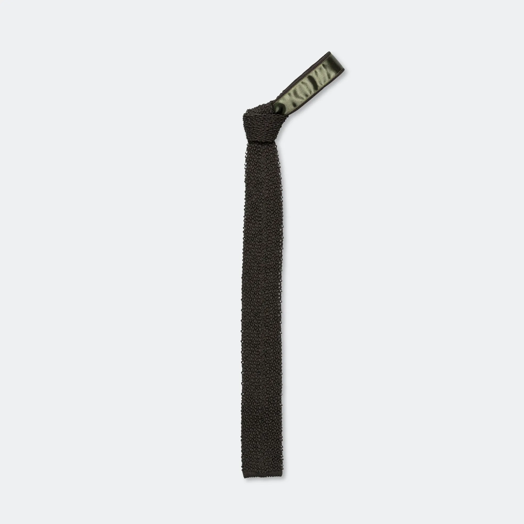 Beams Clothing Cotton Knit Tie Solid - Olive