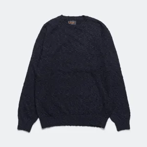 Beams Clothing Crew Cotton Hemp 5G - Navy