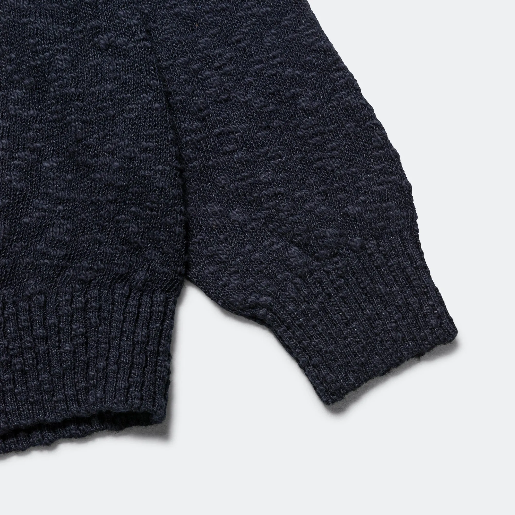 Beams Clothing Crew Cotton Hemp 5G - Navy