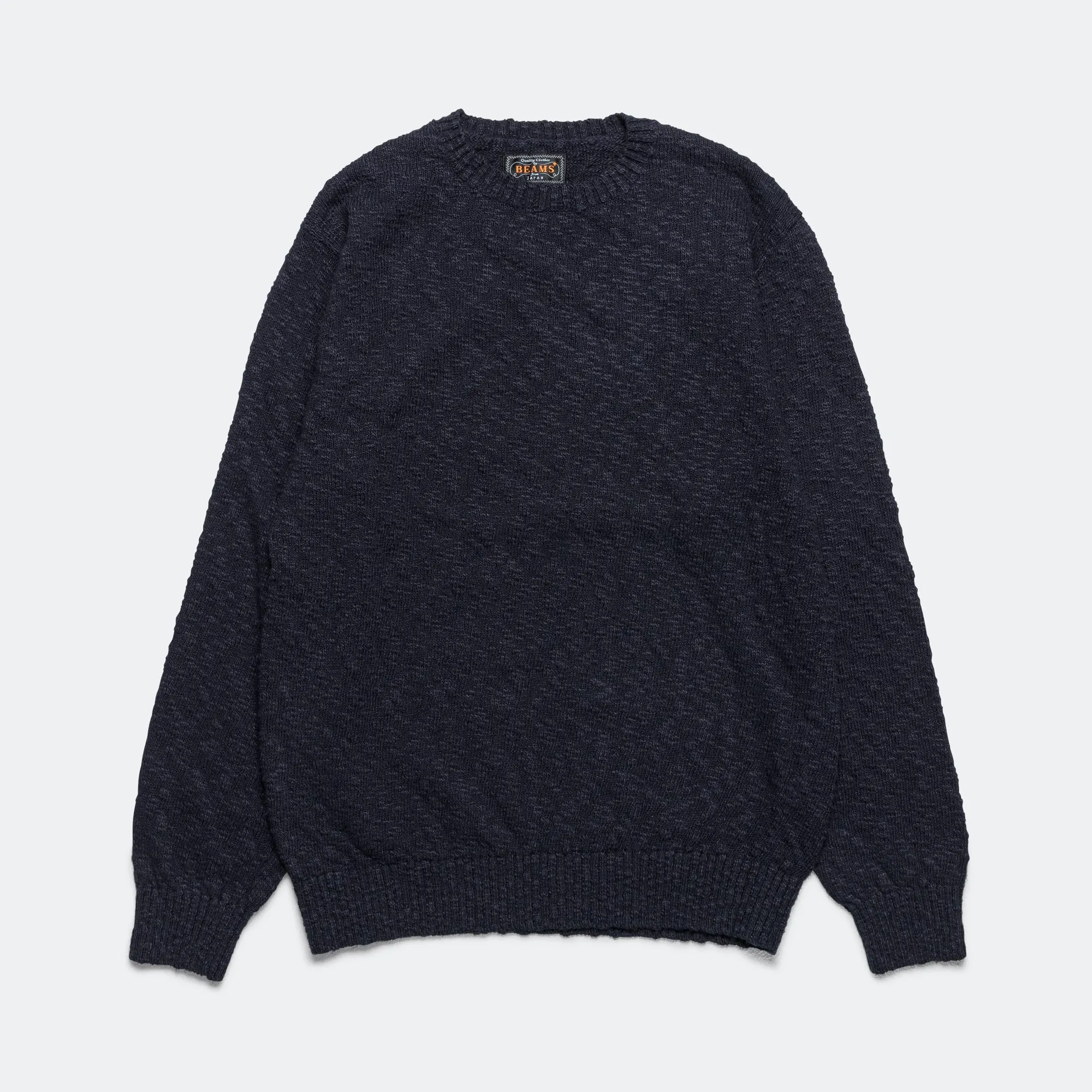 Beams Clothing Crew Cotton Hemp 5G - Navy