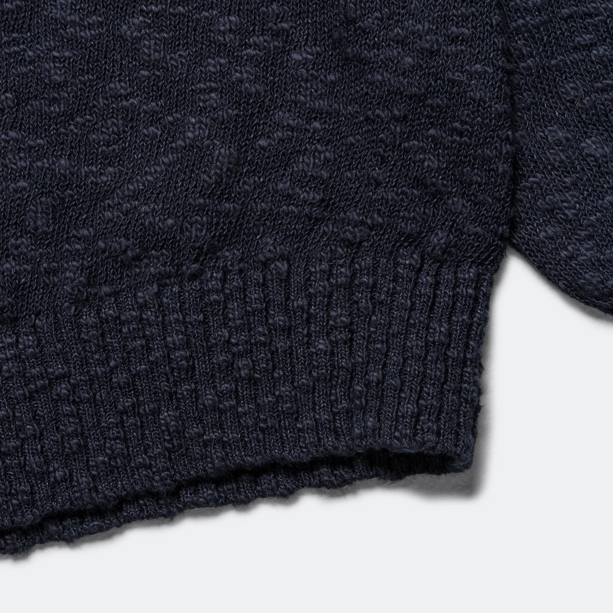 Beams Clothing Crew Cotton Hemp 5G - Navy