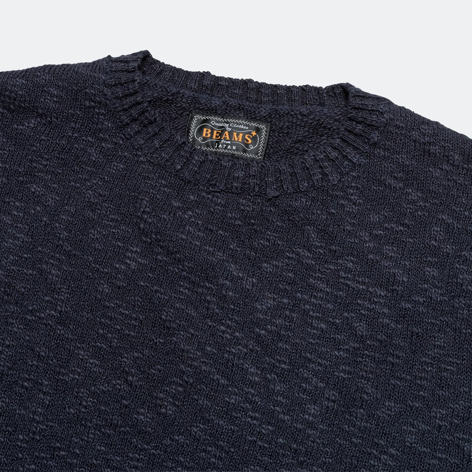 Beams Clothing Crew Cotton Hemp 5G - Navy