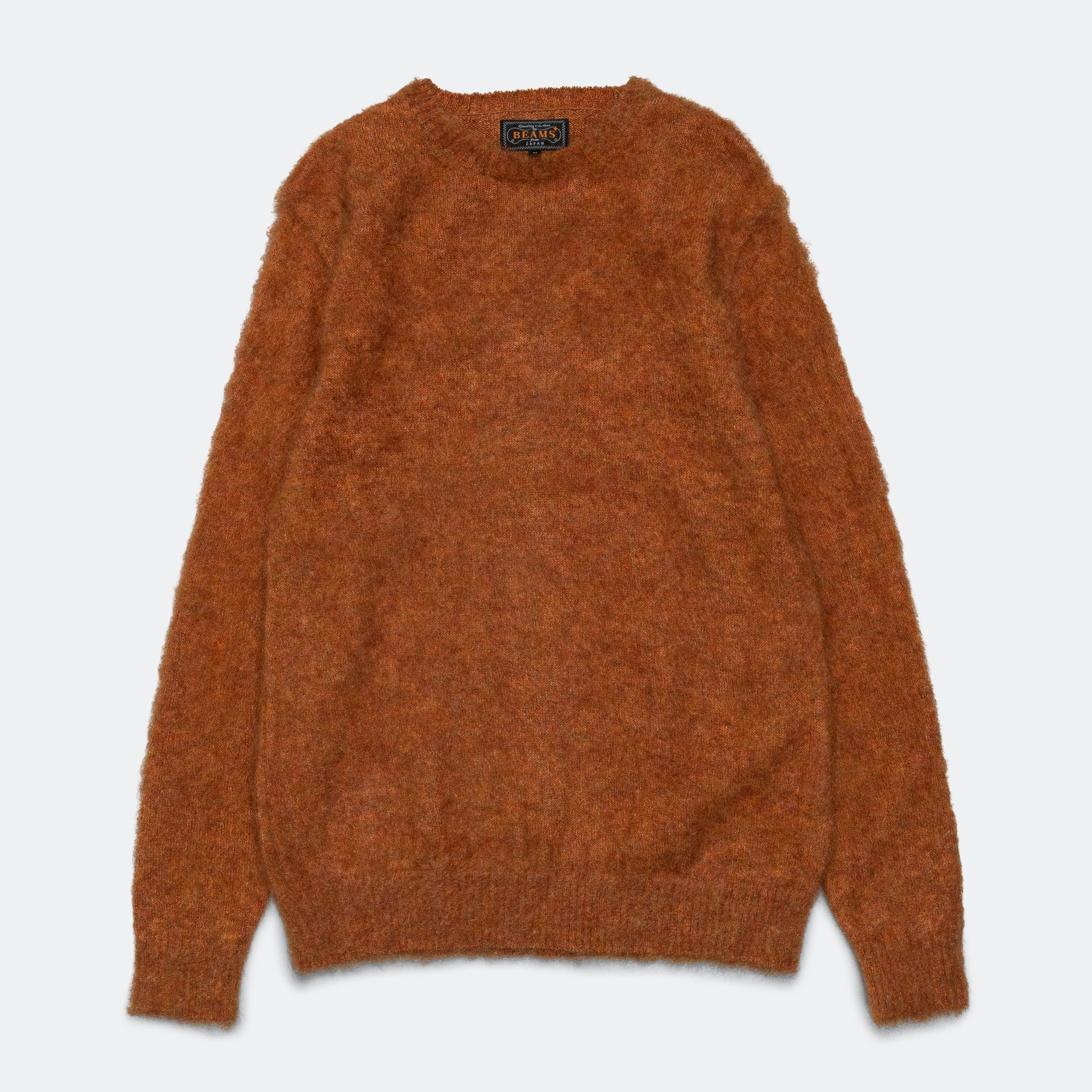 Beams Clothing Crew Neck Stretch Mohair - Orange