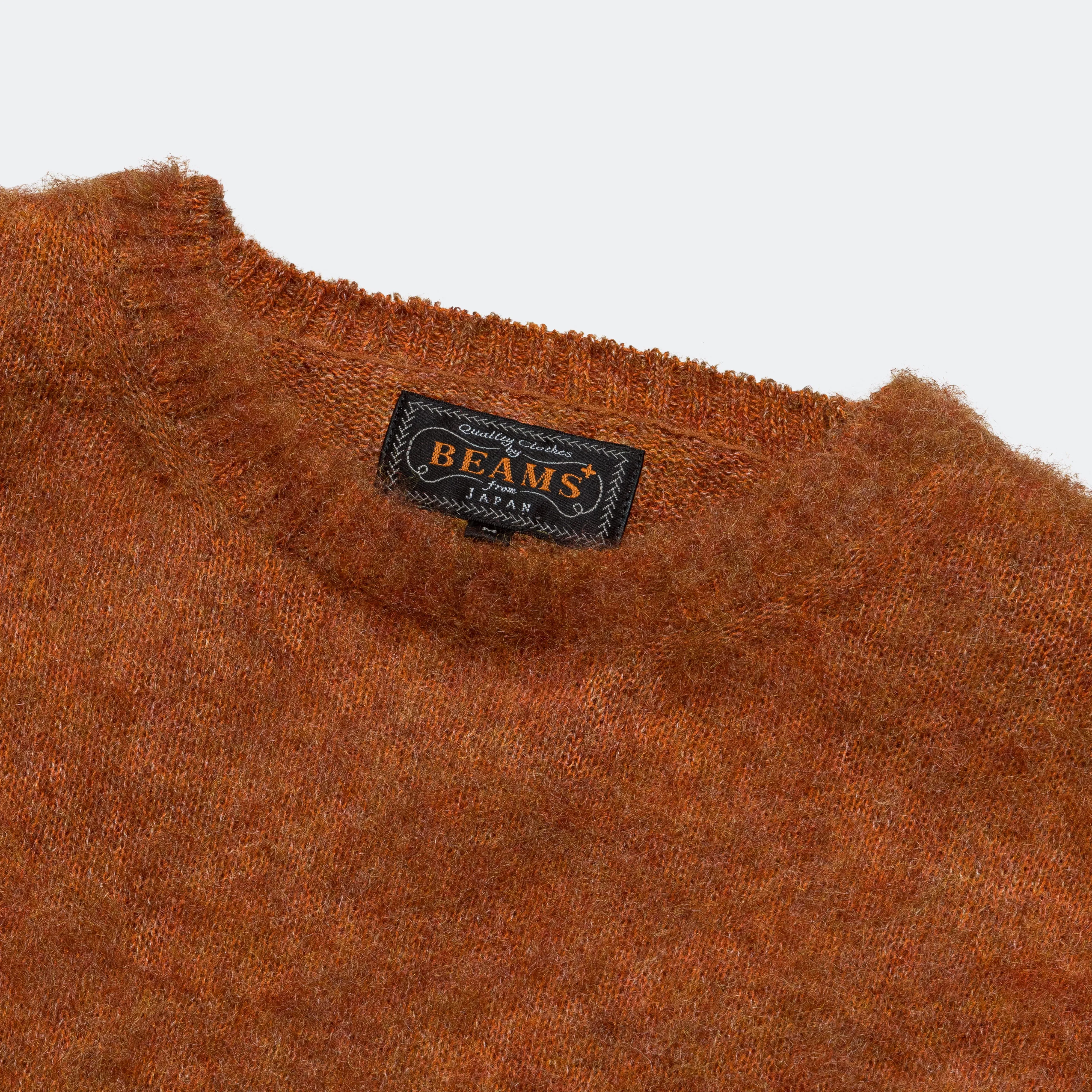 Beams Clothing Crew Neck Stretch Mohair - Orange