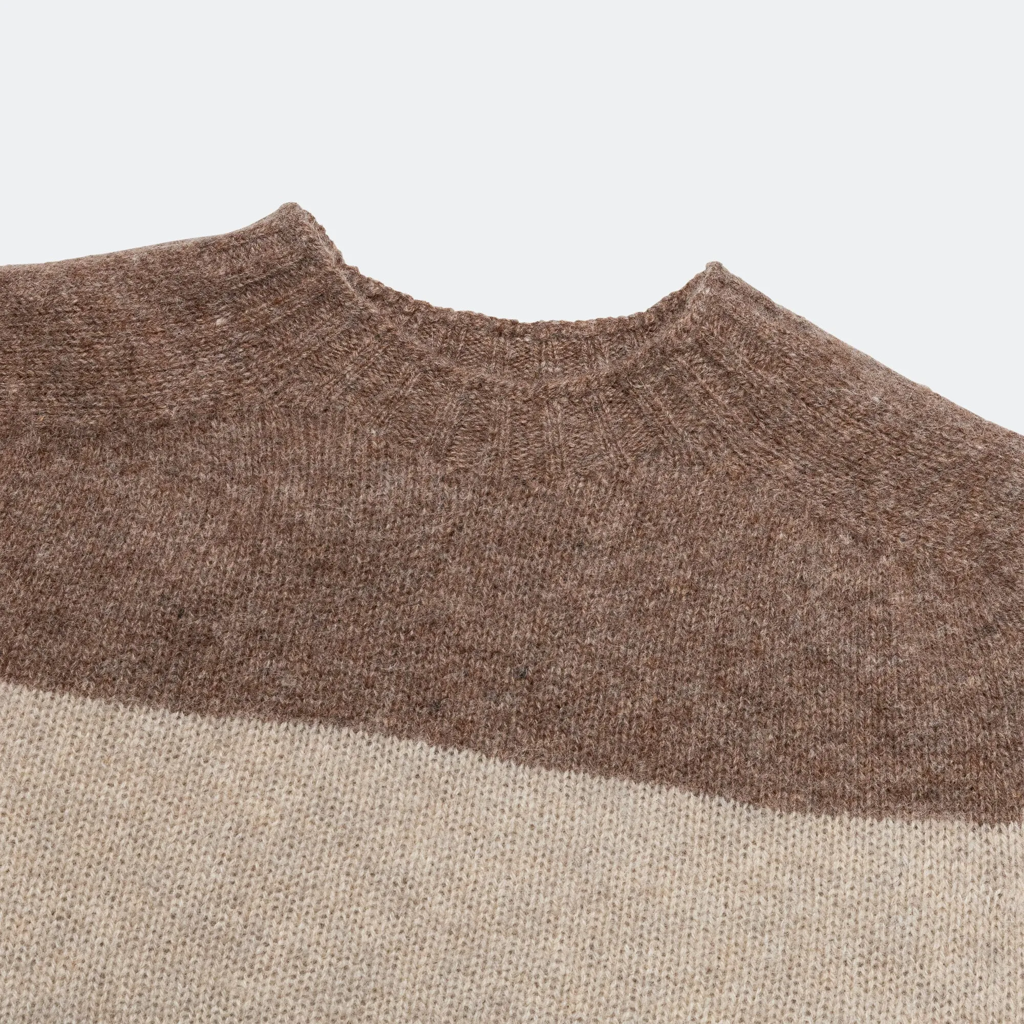 Beams Clothing Crew Stripe Shaggy - Light Brown