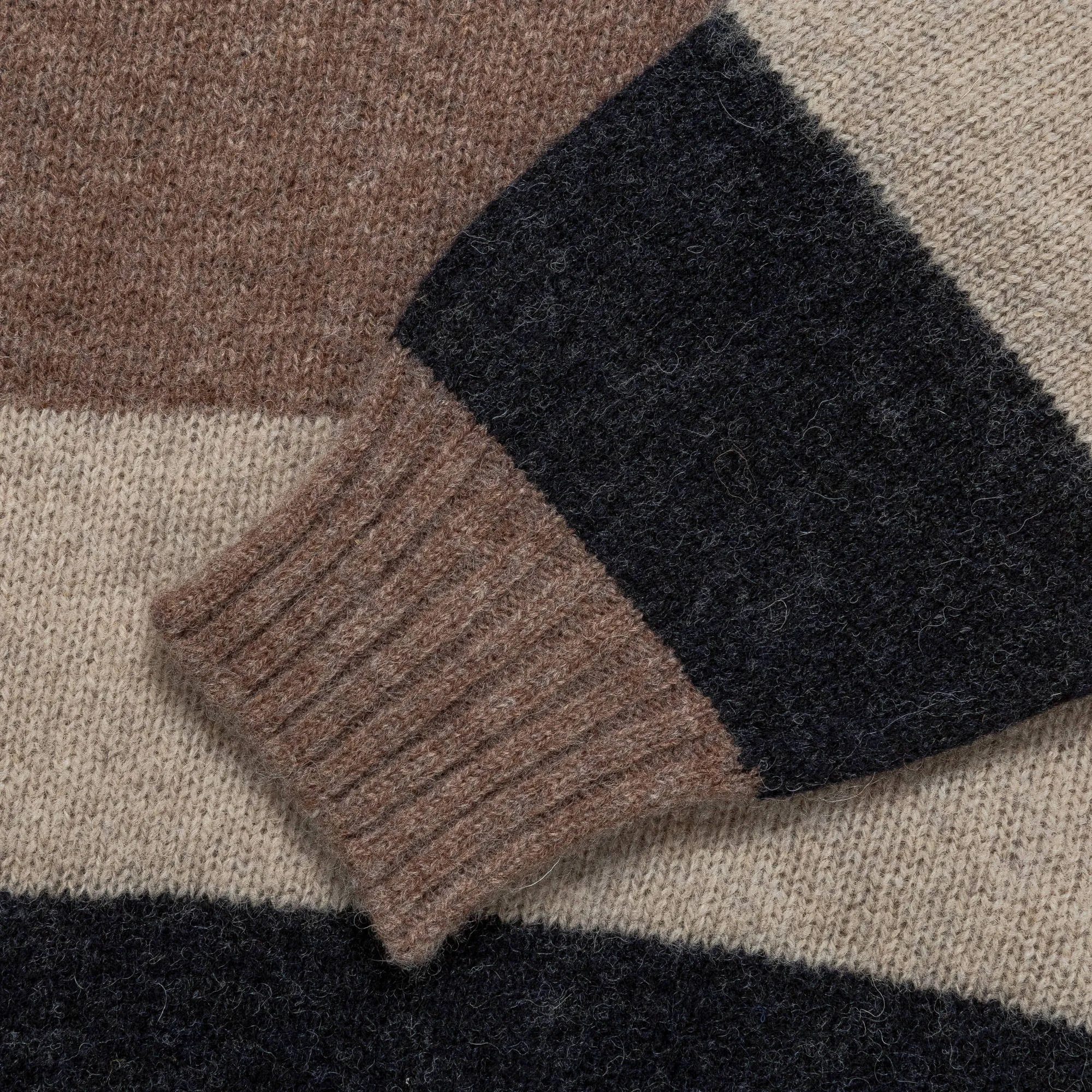 Beams Clothing Crew Stripe Shaggy - Light Brown