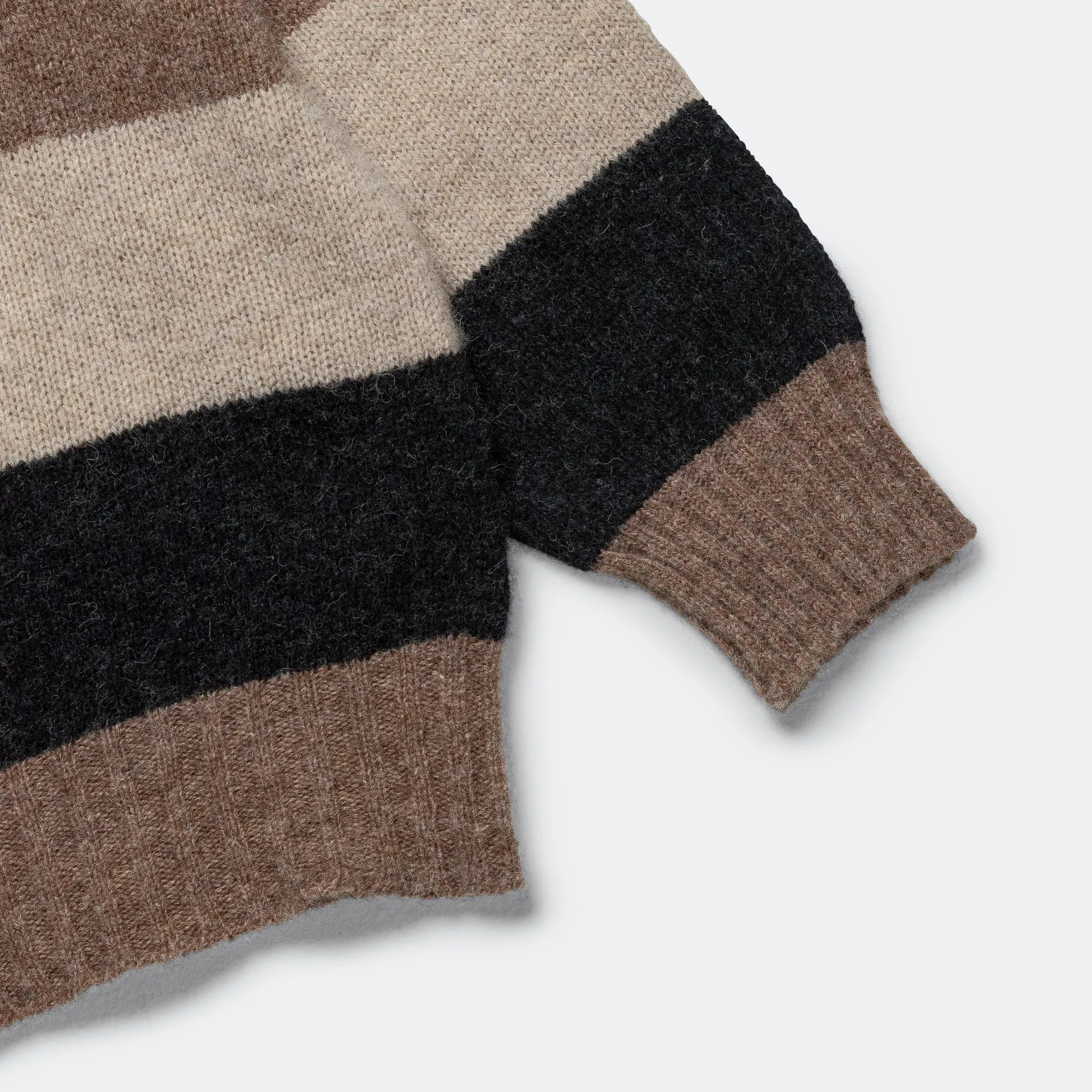 Beams Clothing Crew Stripe Shaggy - Light Brown