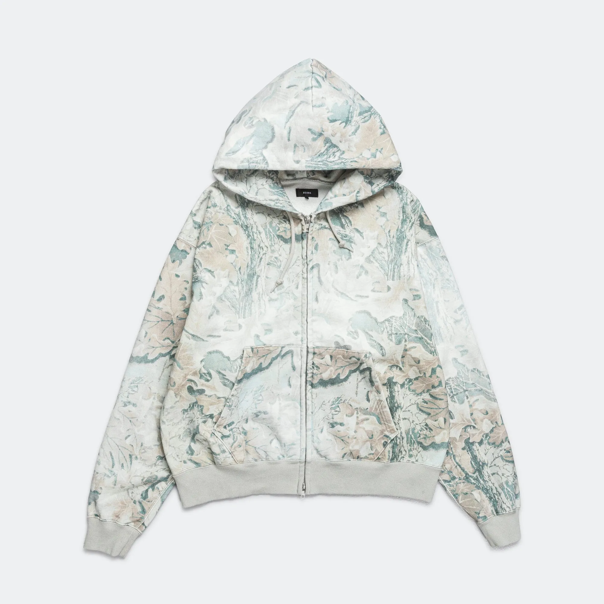 Beams Clothing Faded Print Zip-Up Hoodie - Realtree