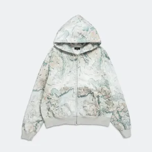 Beams Clothing Faded Print Zip-Up Hoodie - Realtree