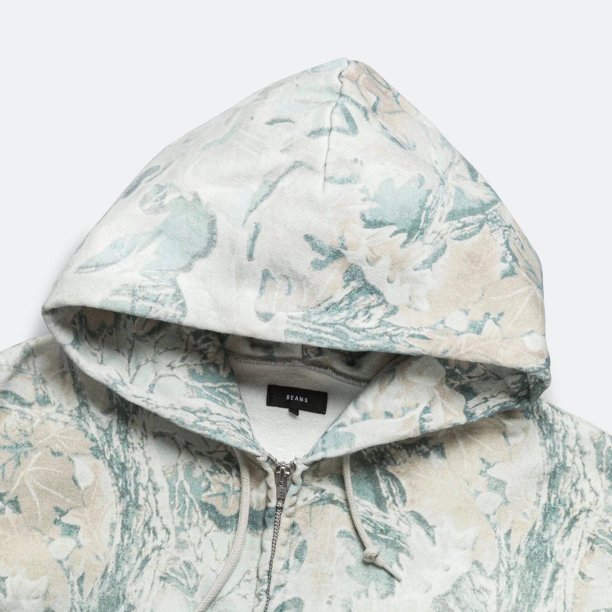 Beams Clothing Faded Print Zip-Up Hoodie - Realtree