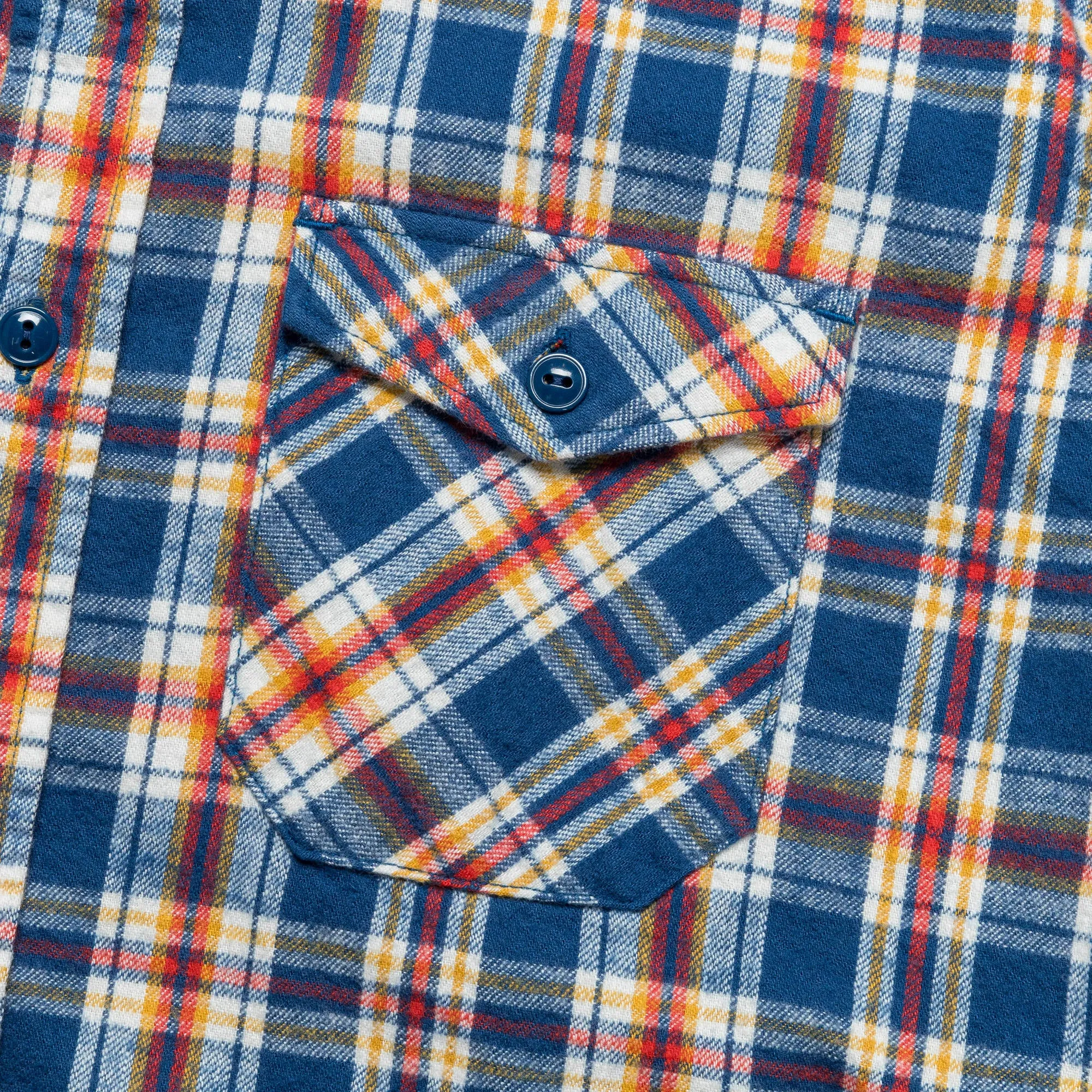 Beams Clothing GUIDE-SHT Brushed Flannel - Blue