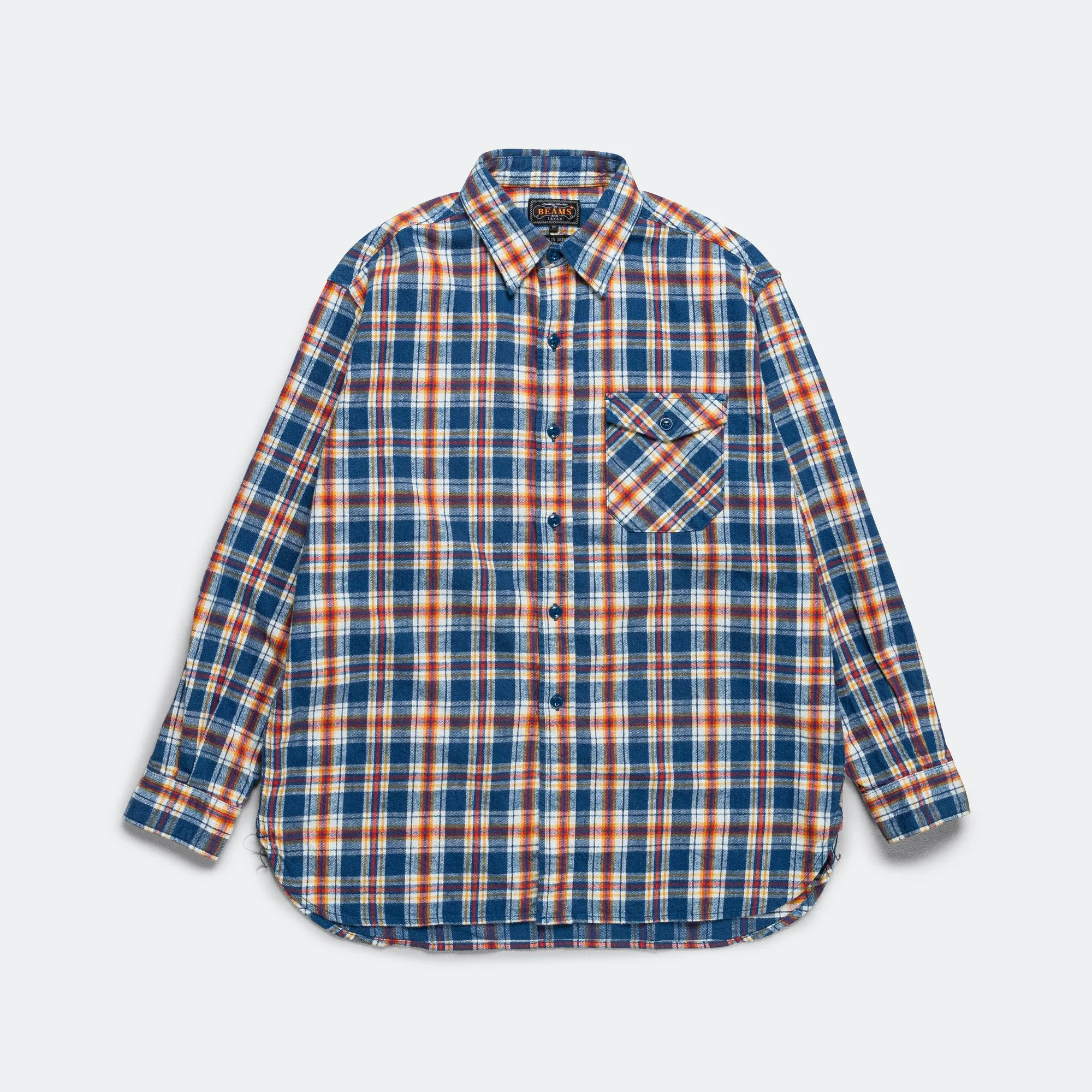 Beams Clothing GUIDE-SHT Brushed Flannel - Blue
