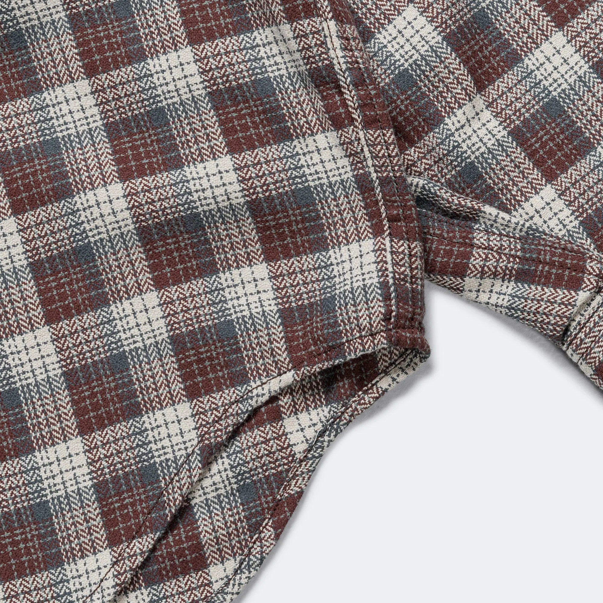 Beams Clothing Herringbone Twill Check Work Shirt - Brown