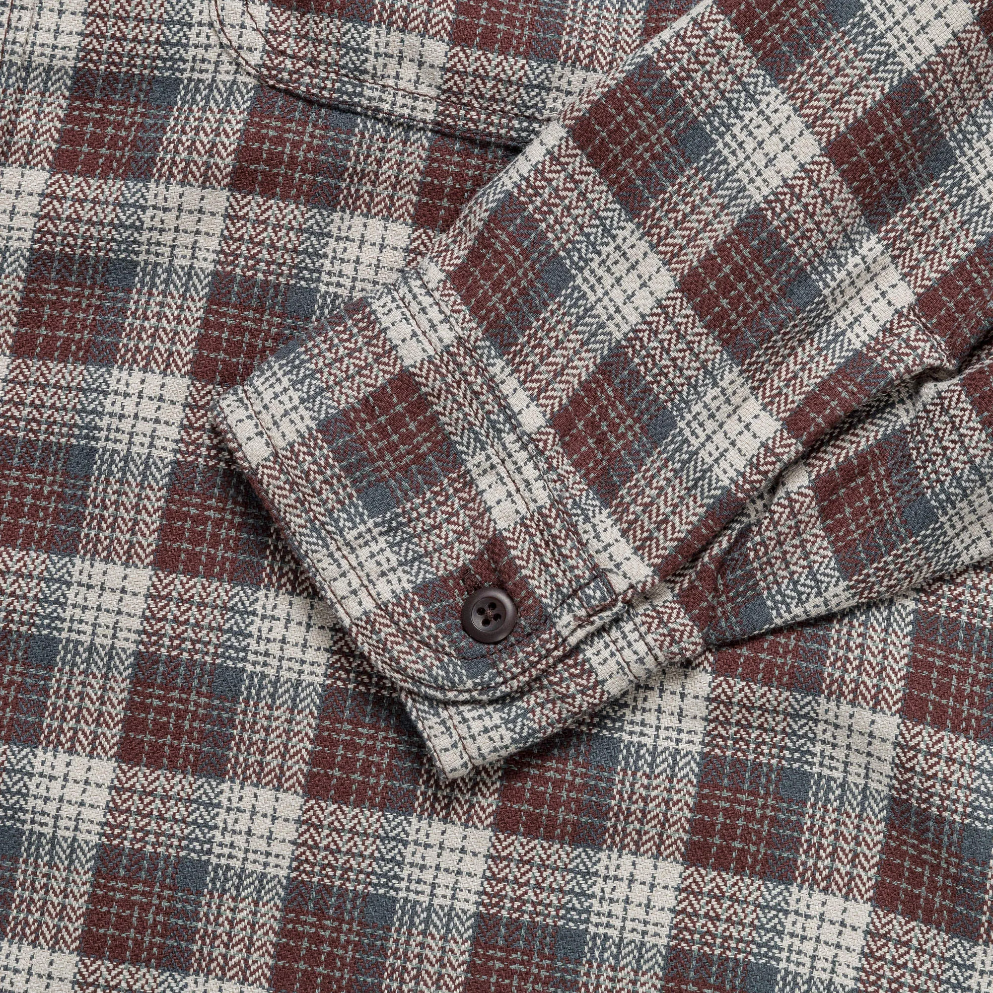 Beams Clothing Herringbone Twill Check Work Shirt - Brown