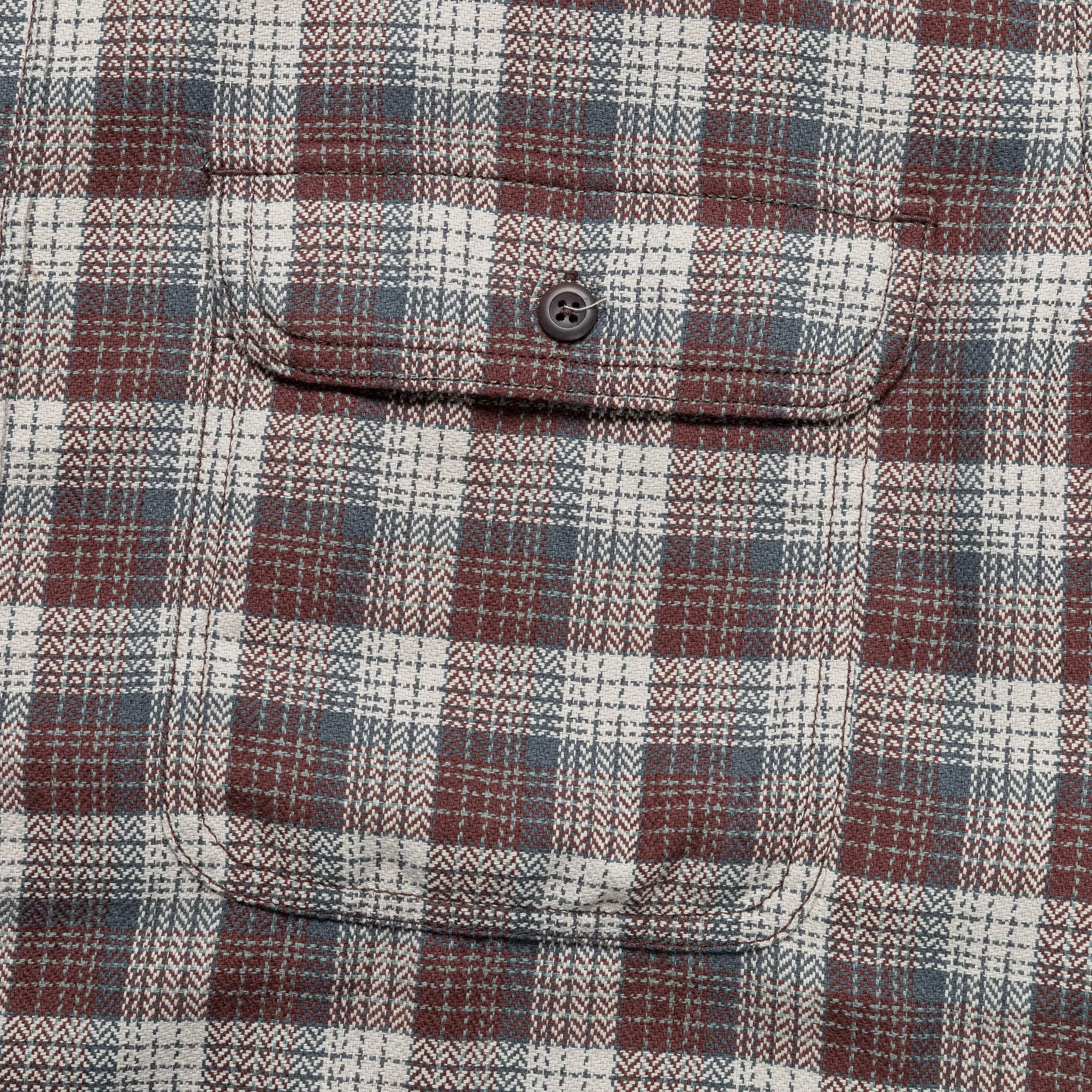 Beams Clothing Herringbone Twill Check Work Shirt - Brown