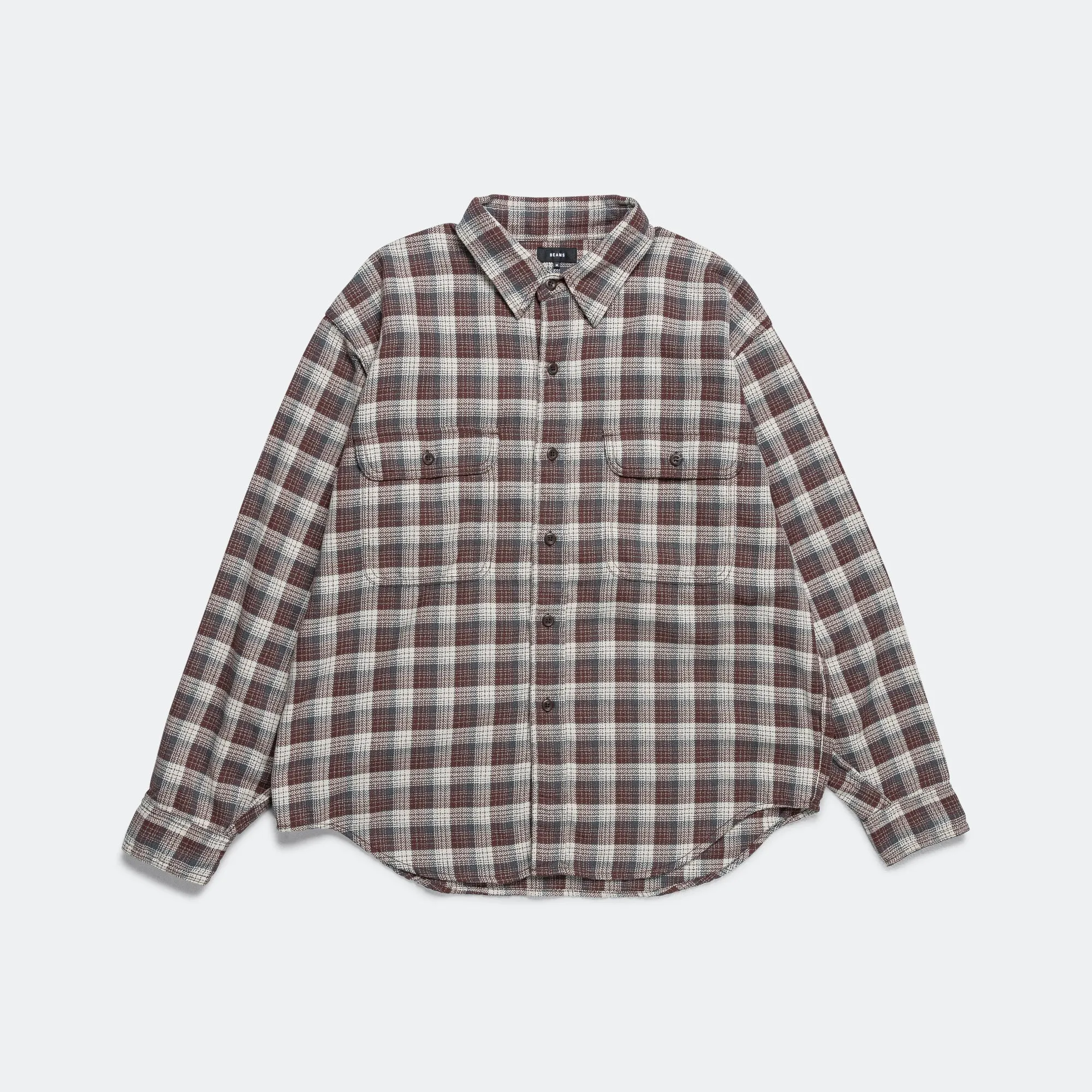 Beams Clothing Herringbone Twill Check Work Shirt - Brown