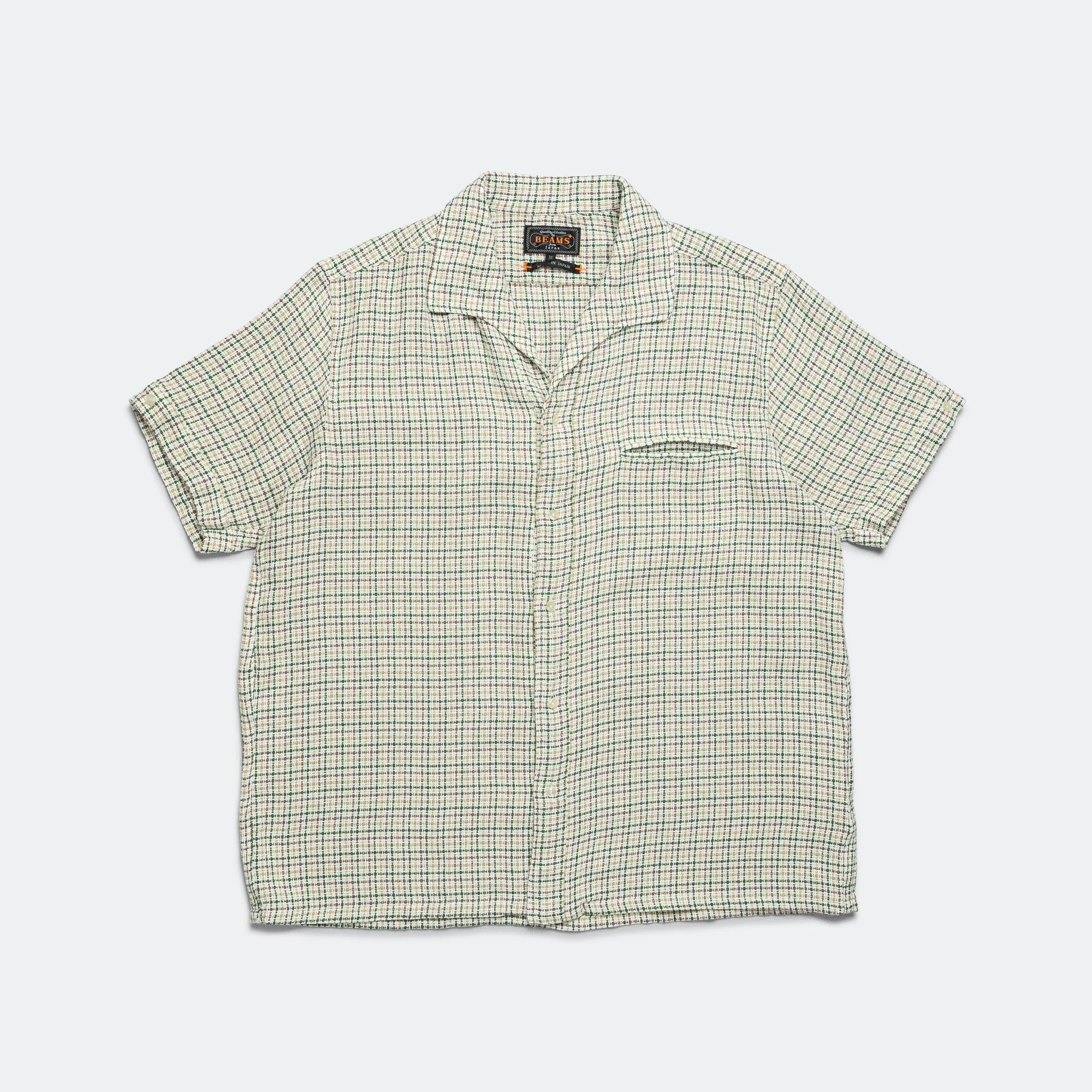 Beams Clothing Italian Collar Gunclub Mesh SS Shirt - White