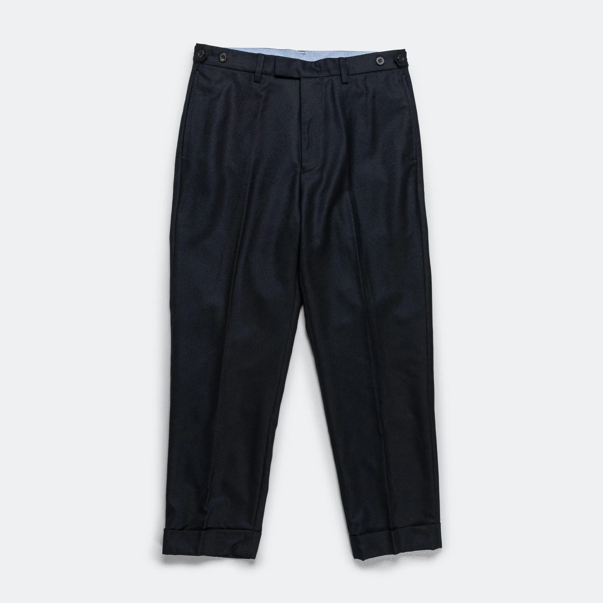 Beams Clothing IVY Trousers Ankle-Cut Flannel - Navy
