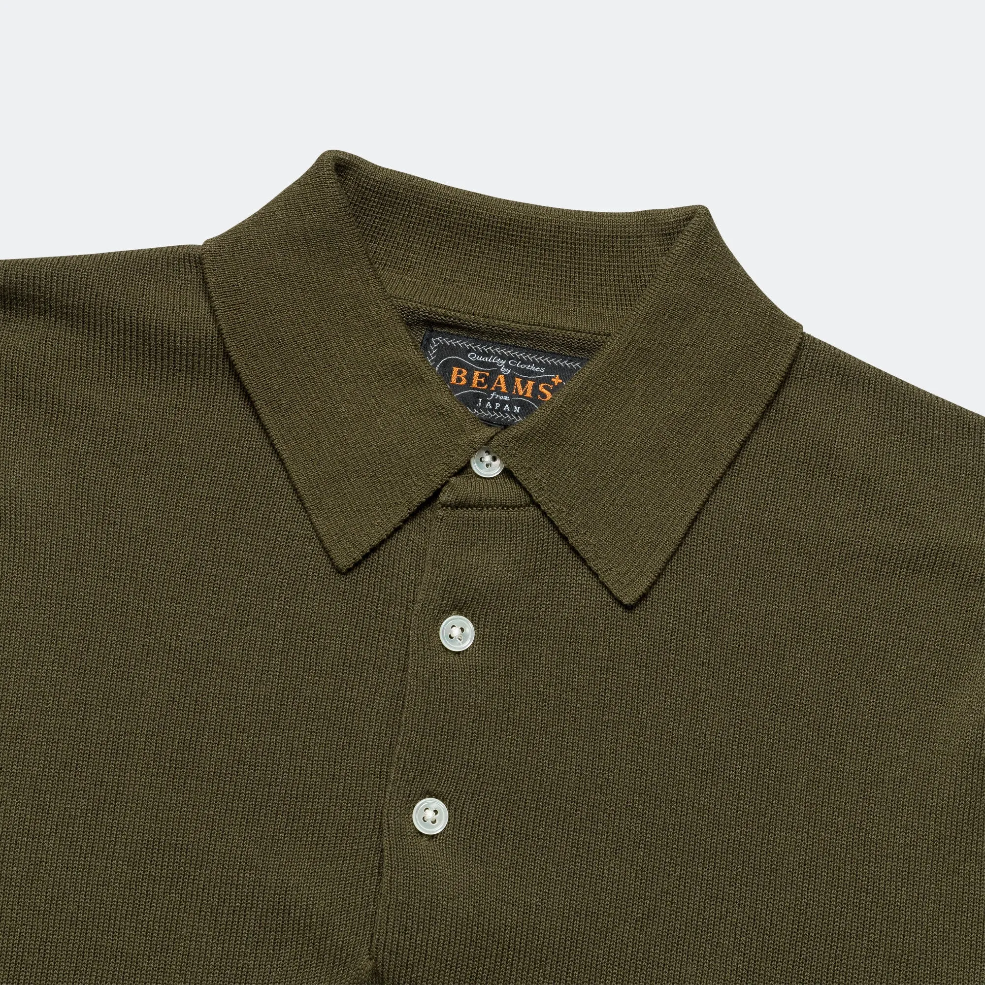 Beams Clothing Knit Polo 12G - Olive